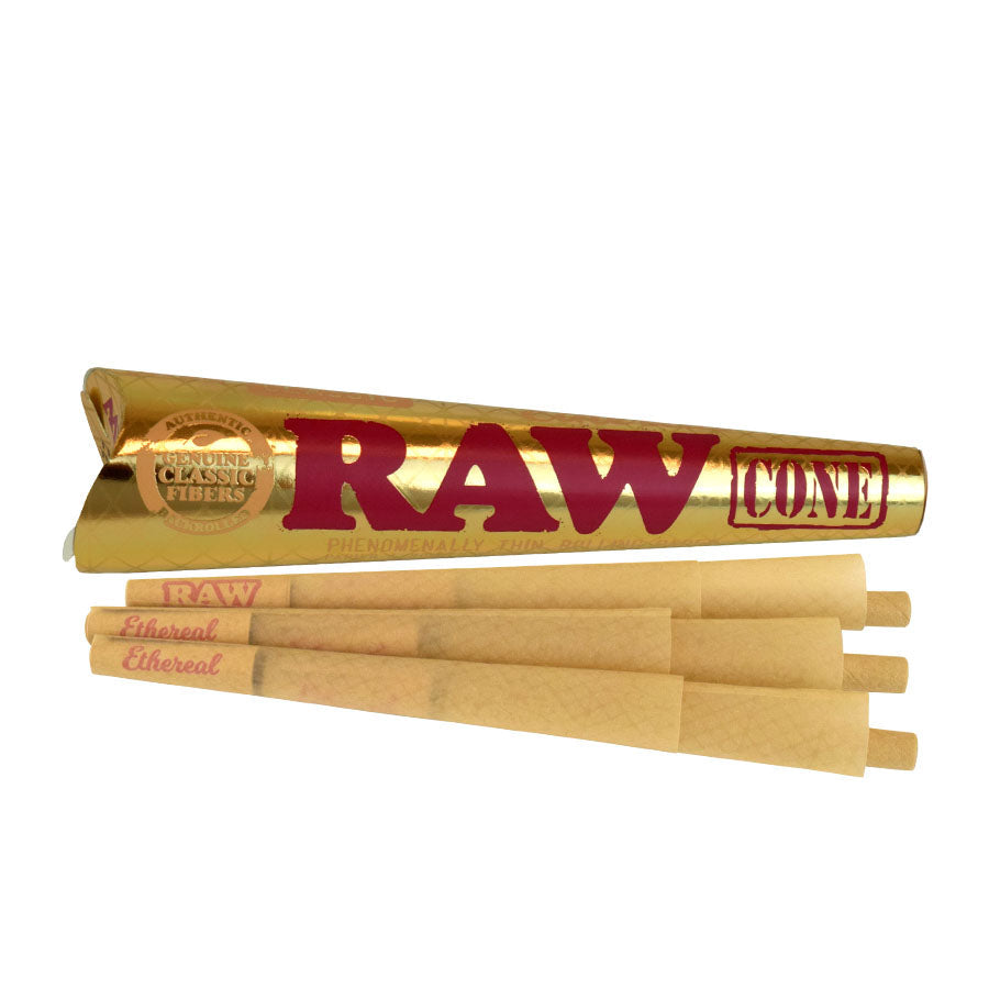 RAW | Ethereal 1 1/4 Size Unrefined Pre-Rolled Cones – 6 Pack (Box of 32)