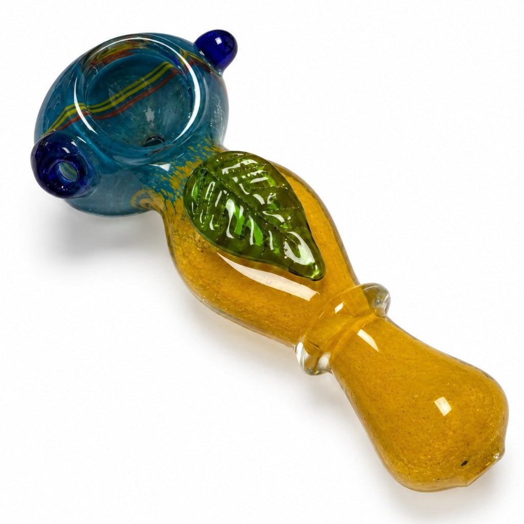3" Leaf Design Glass Hand Pipe