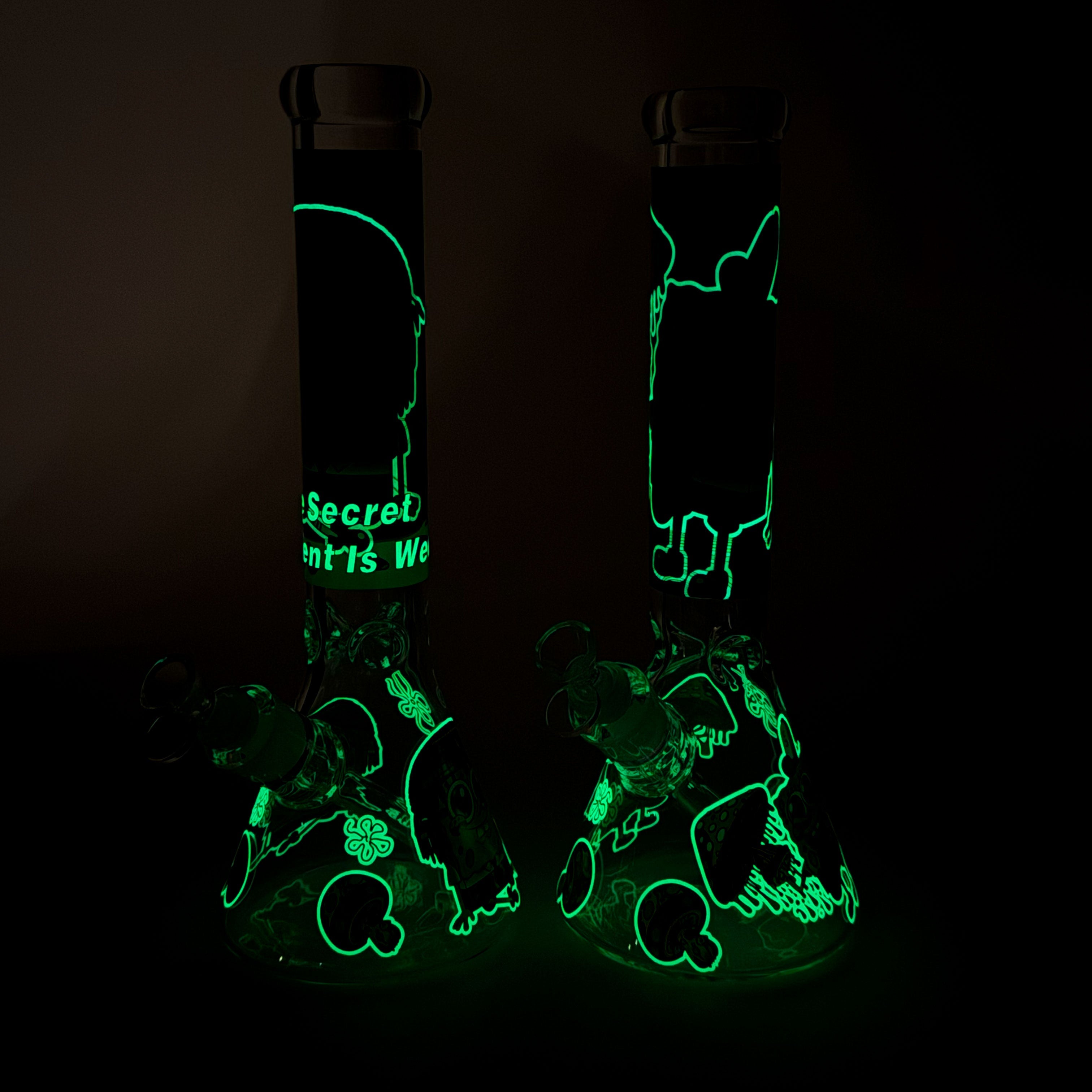 14" 7 mm Glass Bong With Cartoon Sponge Design [AQ0421-2]