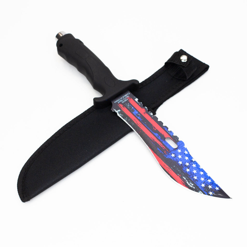 Defender-Xtreme 13″ USA Flag Blade ABS Handle Hunting Knife With Sheath [14010]