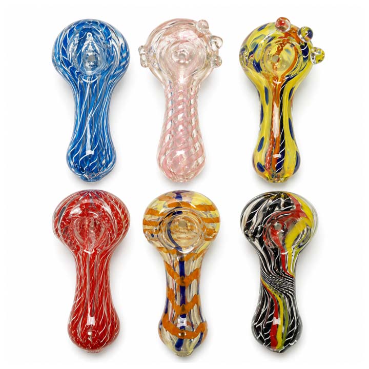 3.75" Assorted Swirl Glass Hand Pipe-2CT
