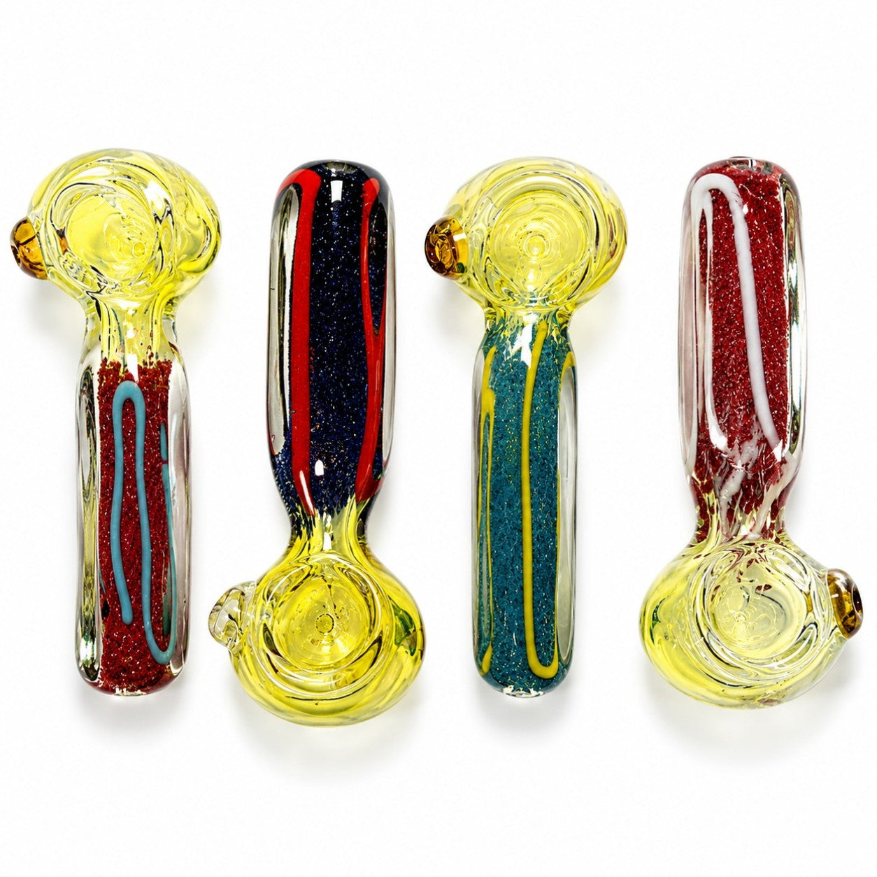 4.5" Striped Fumed Glass Hand Pipe