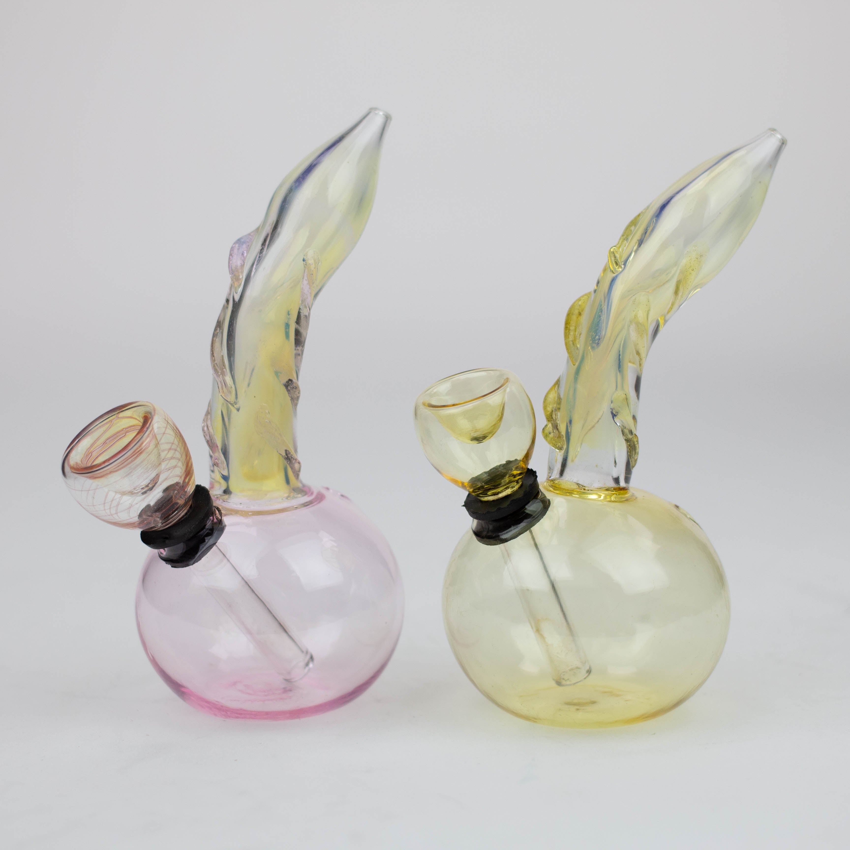 6" changing color glass water bong