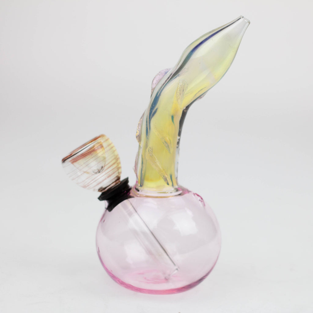 6" changing color glass water bong