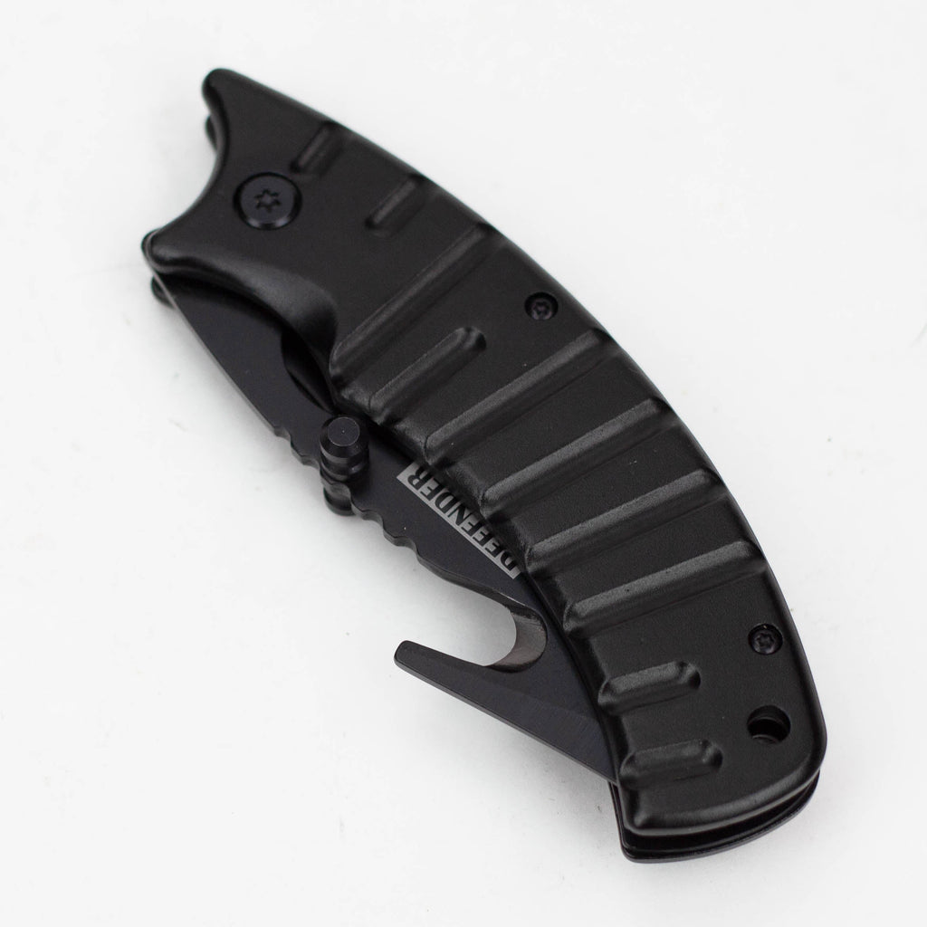 7.5" Defender Xtreme Black Folding - Knife with Belt Clip [DF9423]
