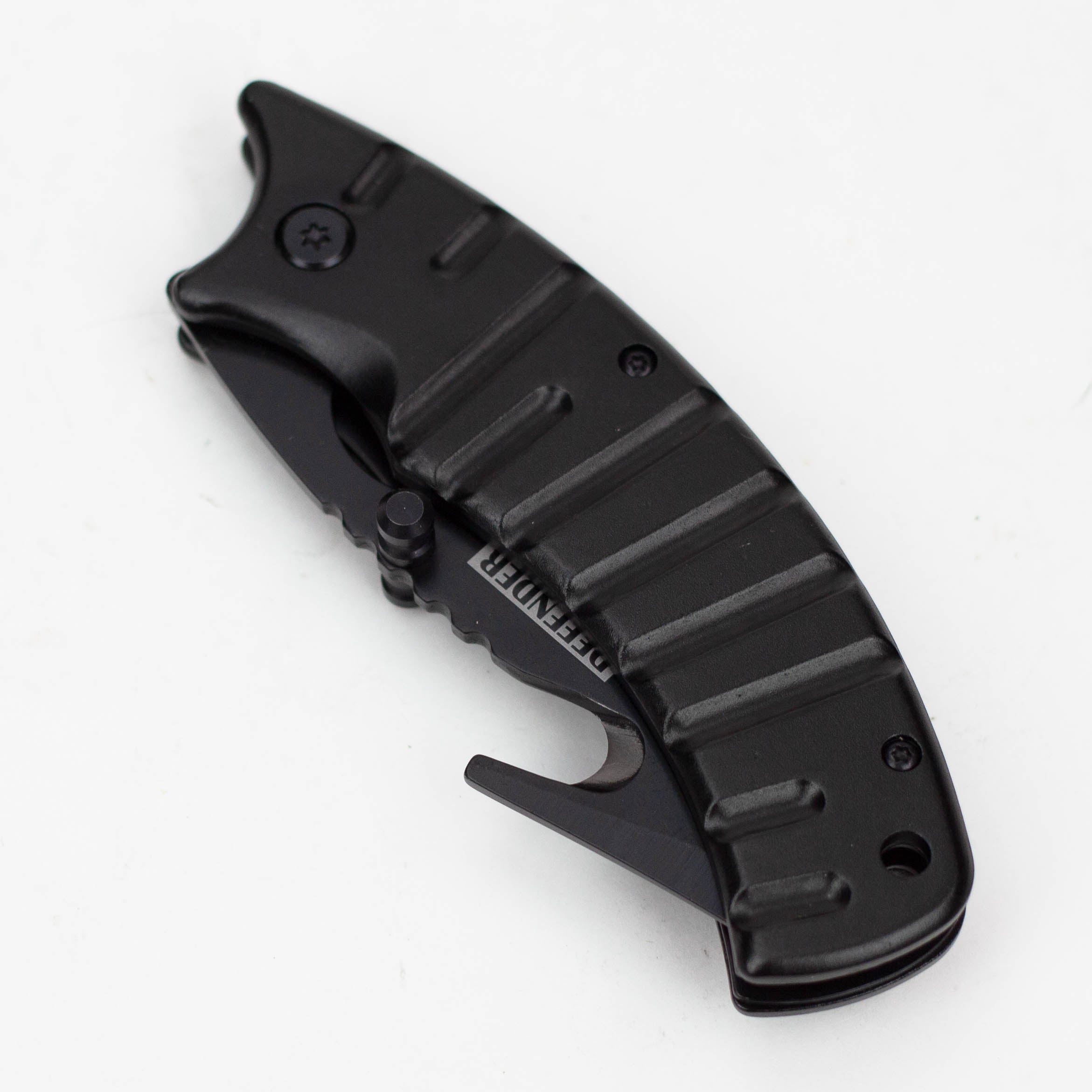 7.5" Defender Xtreme Black Folding - Knife with Belt Clip [DF9423]