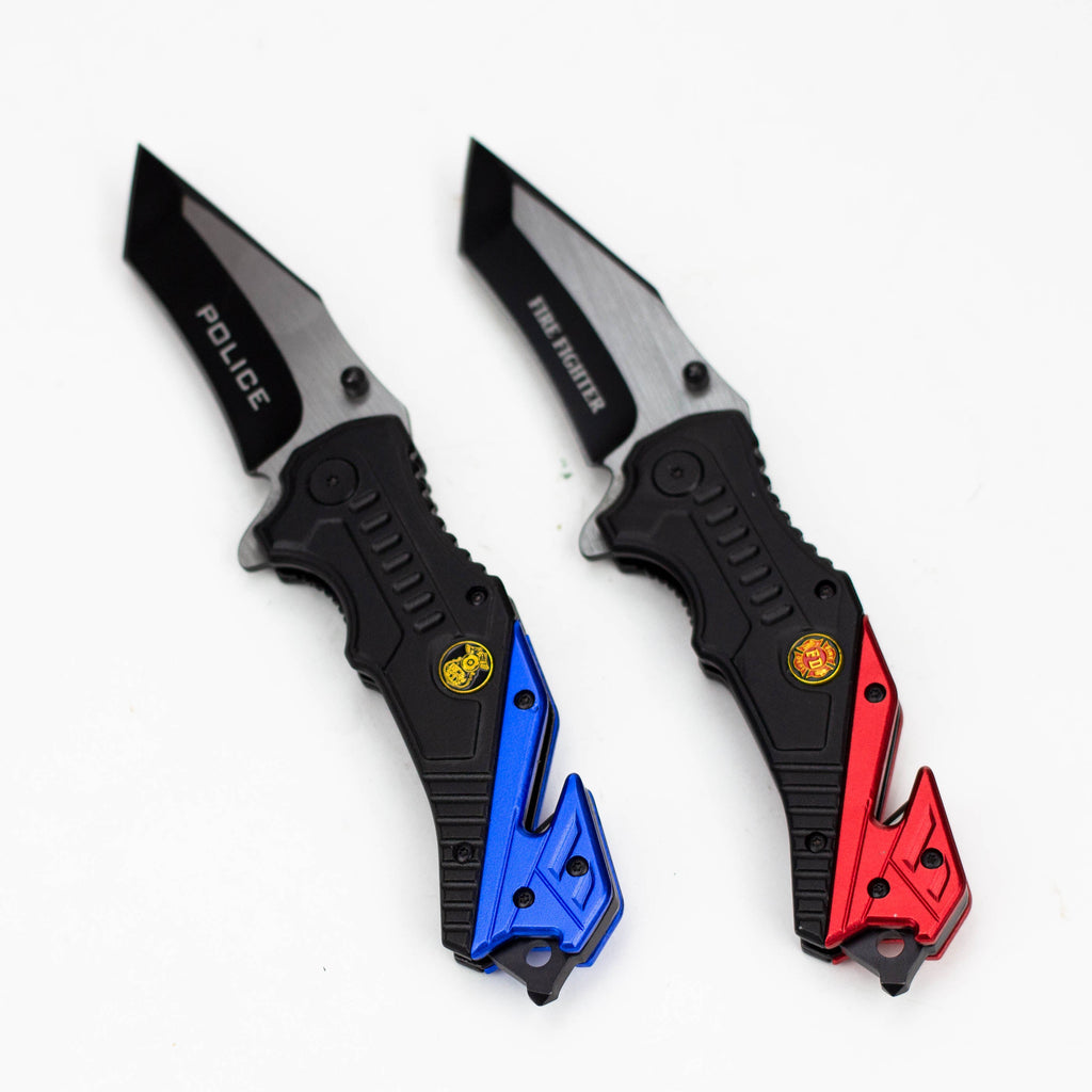 8" Two Tone Blade Folding Knife Aluminum Handle With Belt Clip