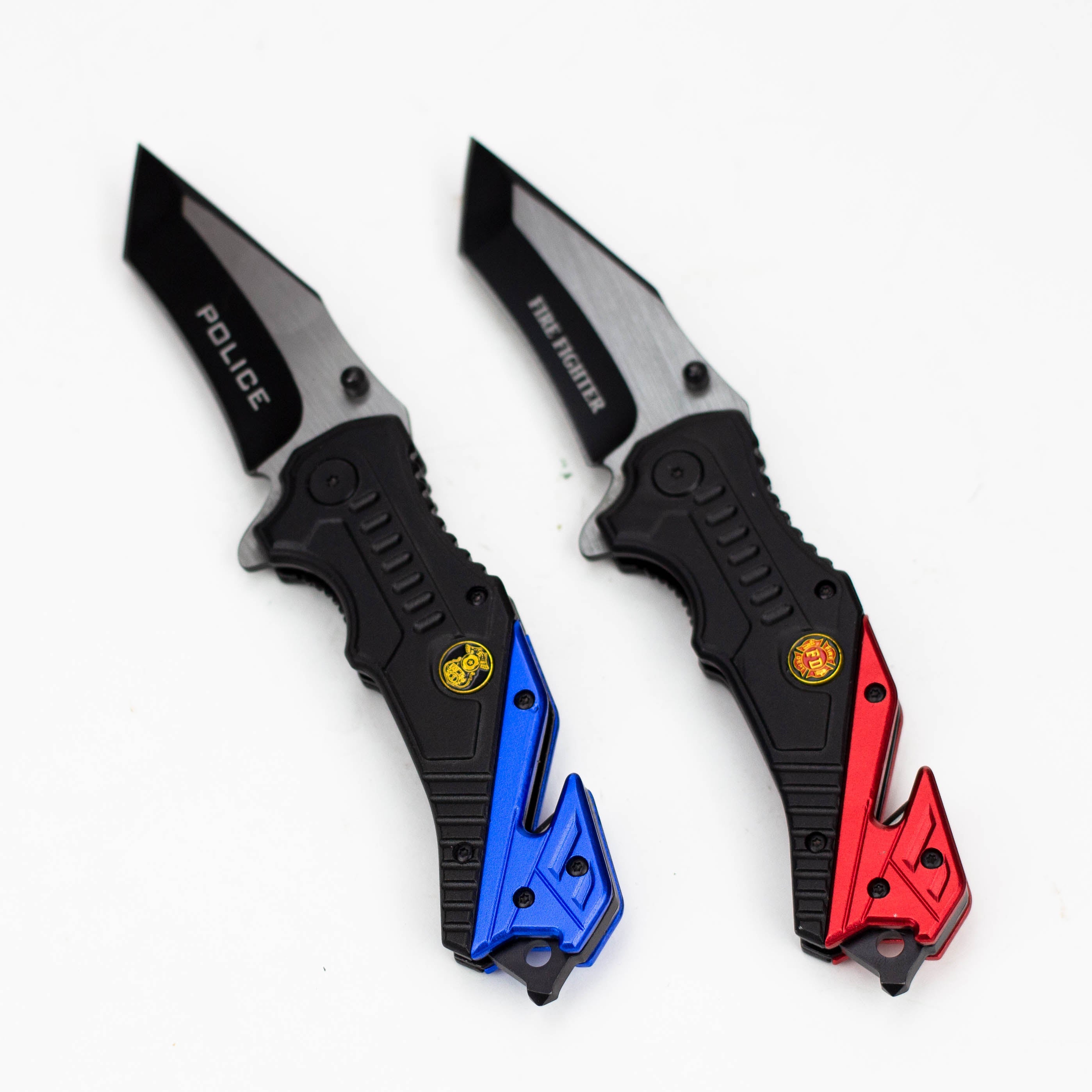 8" Two Tone Blade Folding Knife Aluminum Handle With Belt Clip