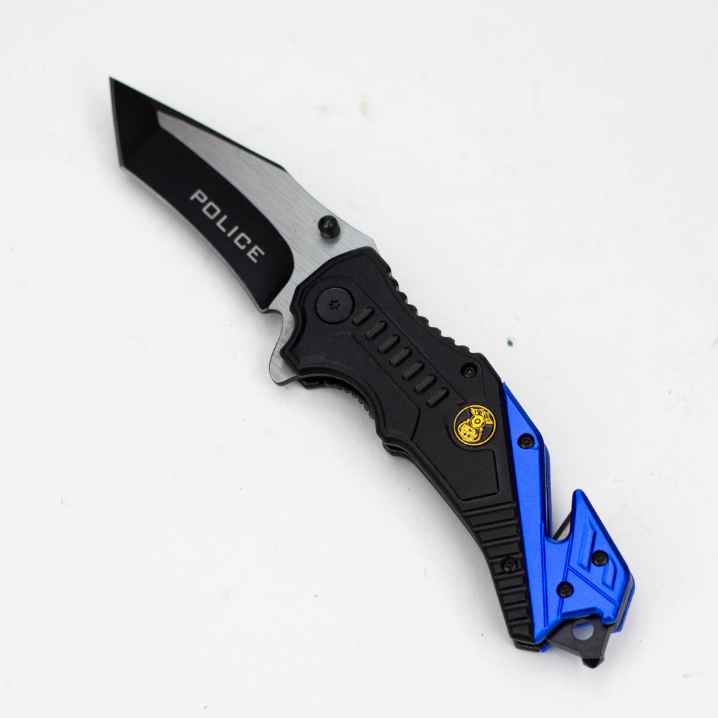 8" Two Tone Blade Folding Knife Aluminum Handle With Belt Clip