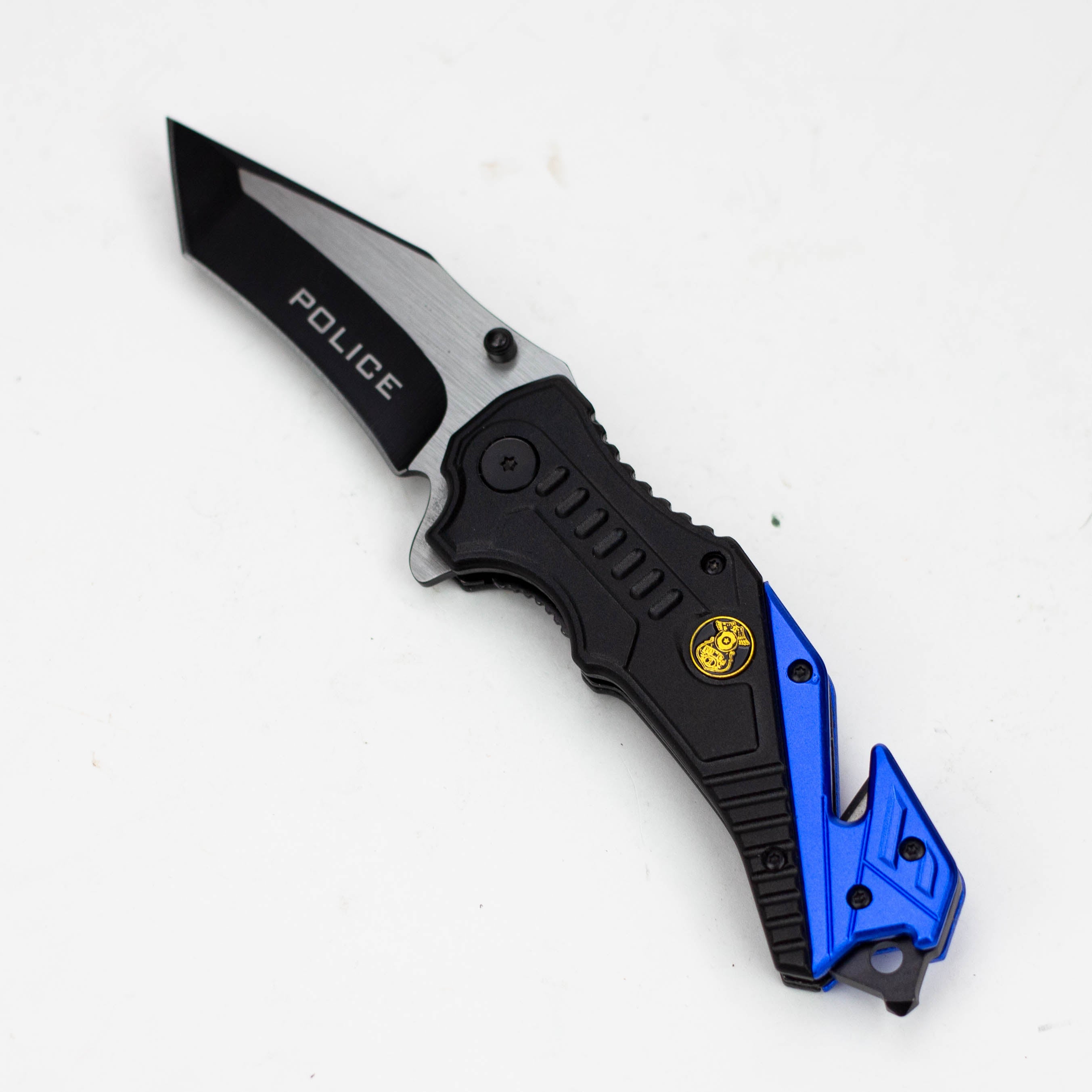 8" Two Tone Blade Folding Knife Aluminum Handle With Belt Clip