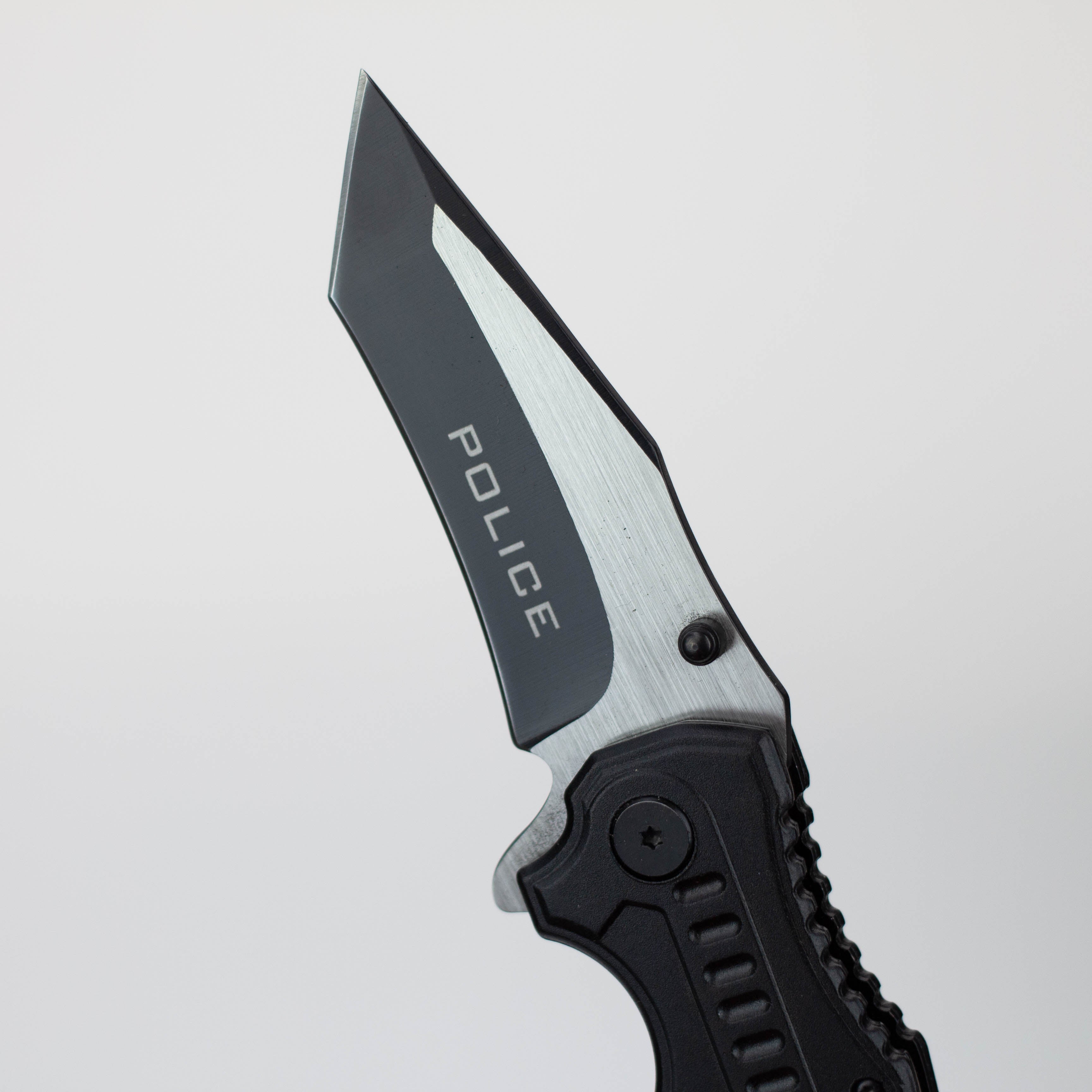 8" Two Tone Blade Folding Knife Aluminum Handle With Belt Clip