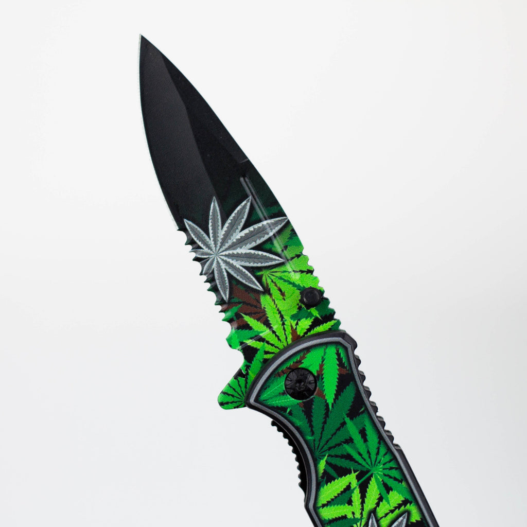 8" Leaves - Folding Knife W/ Belt Cutter