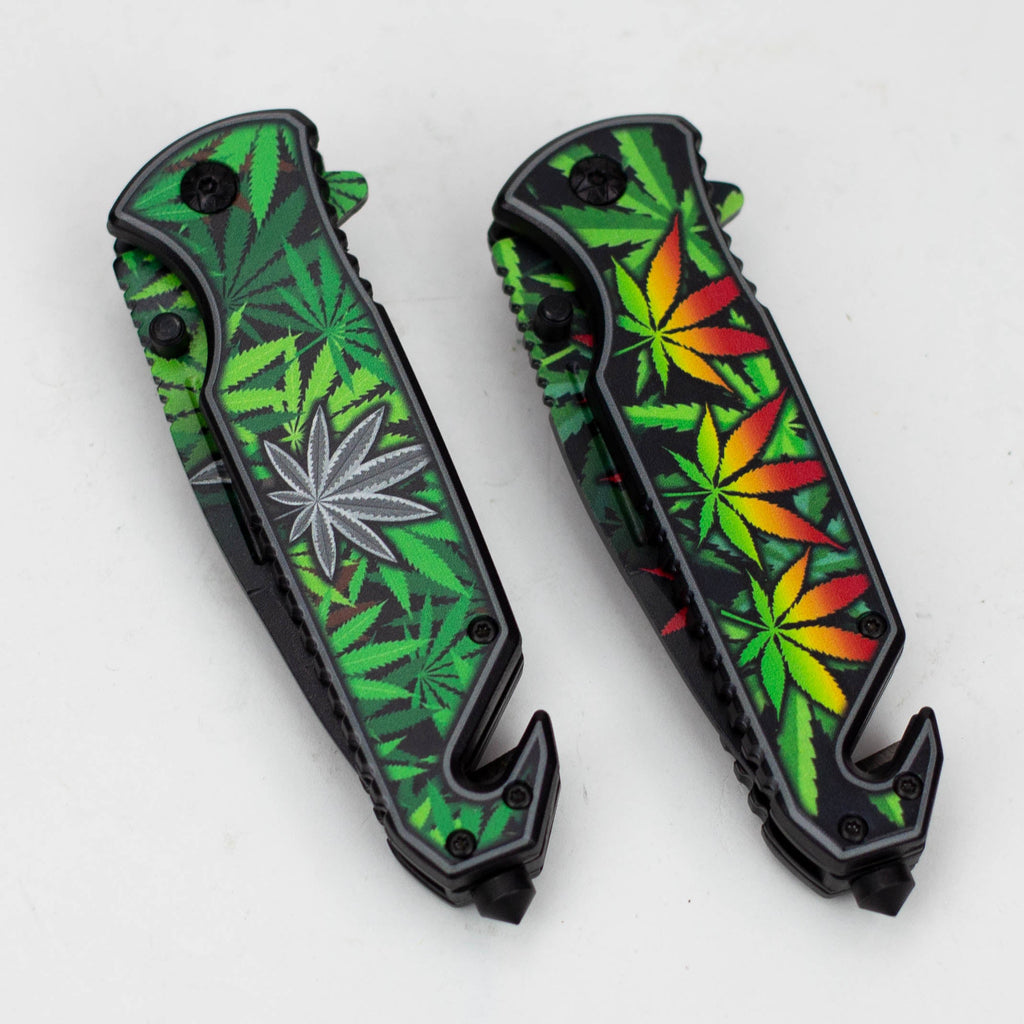 8" Leaves - Folding Knife W/ Belt Cutter