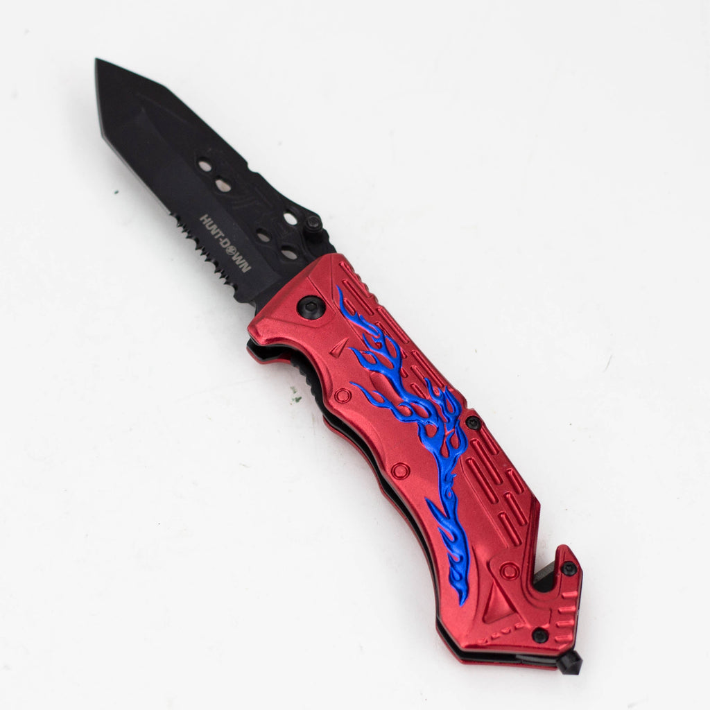 8" Hunt Down Red Handle - Knife With Belt Clip [9532]