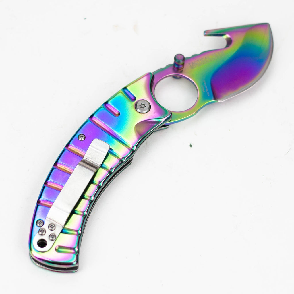 Hunt Down 9" Rainbow  Pattern Tactical - Folding Knife [9812]