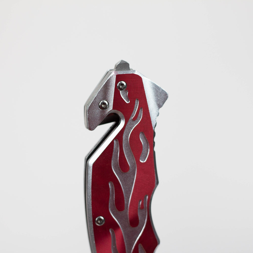 Defender-xtreme  Flame Design - Knife with Serrated Stainless Steel  Blade [7970]