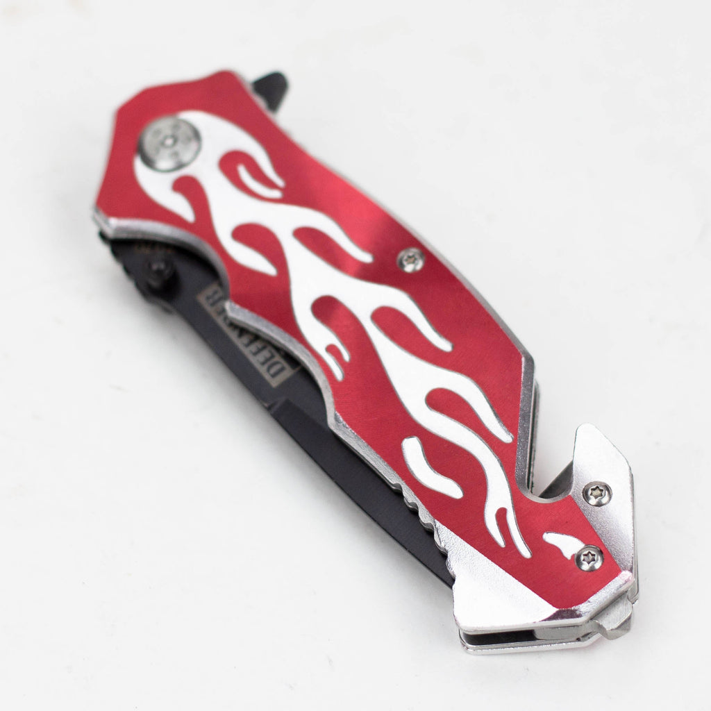 Defender-xtreme  Flame Design - Knife with Serrated Stainless Steel  Blade [7970]