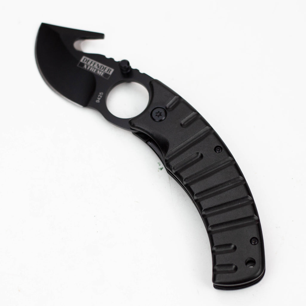 7.5" Defender Xtreme Black Folding - Knife with Belt Clip [DF9423]