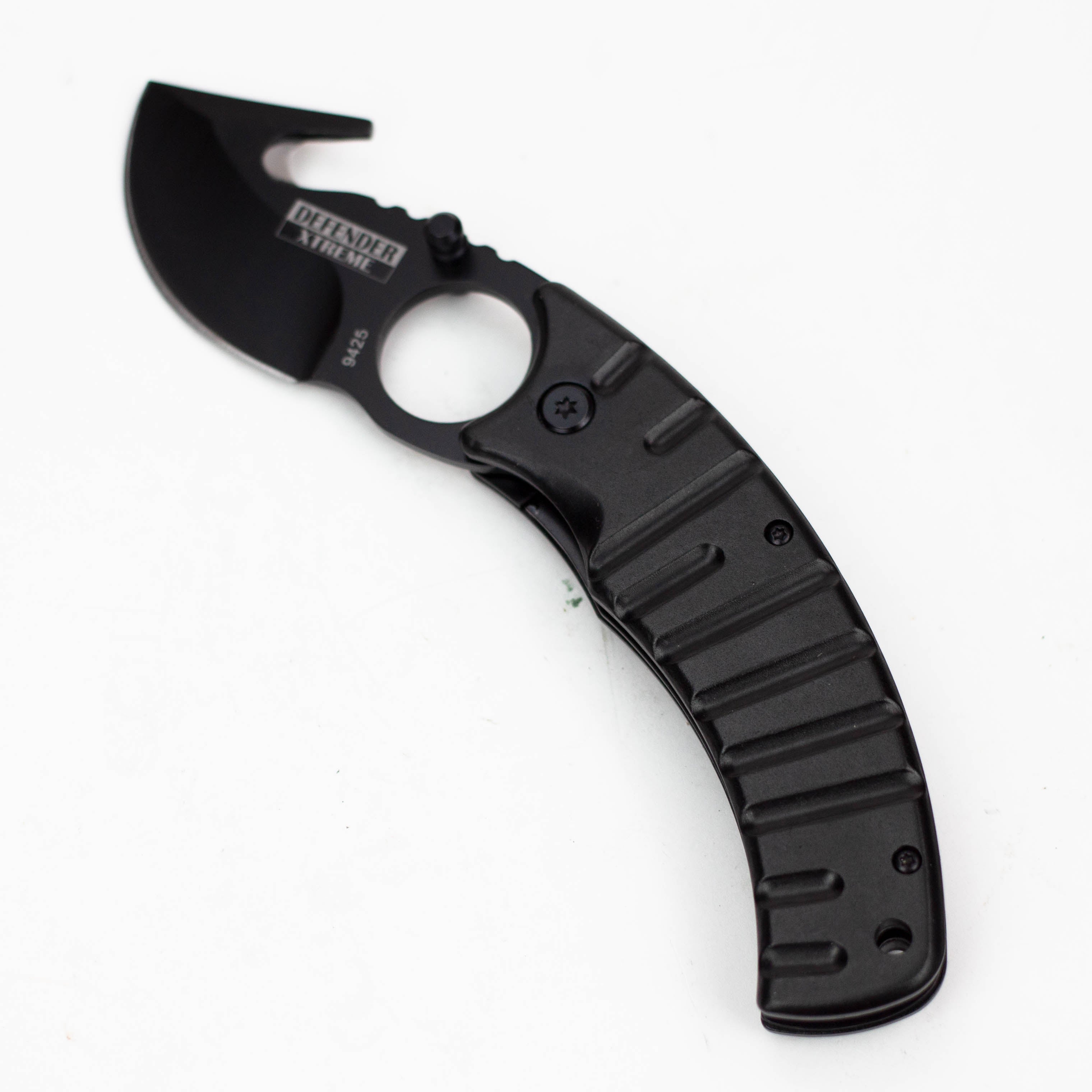 7.5" Defender Xtreme Black Folding - Knife with Belt Clip [DF9423]