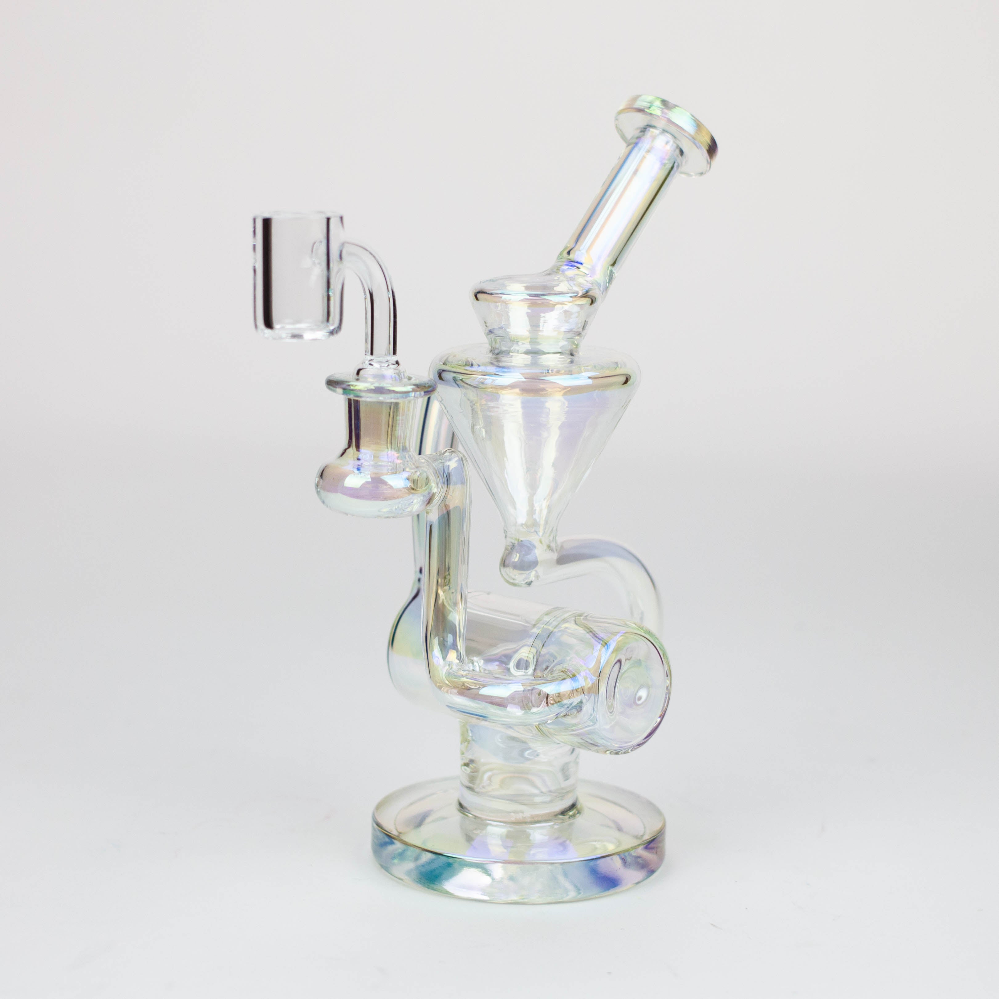 8" 2-in-1 electroplated glass recycler rig