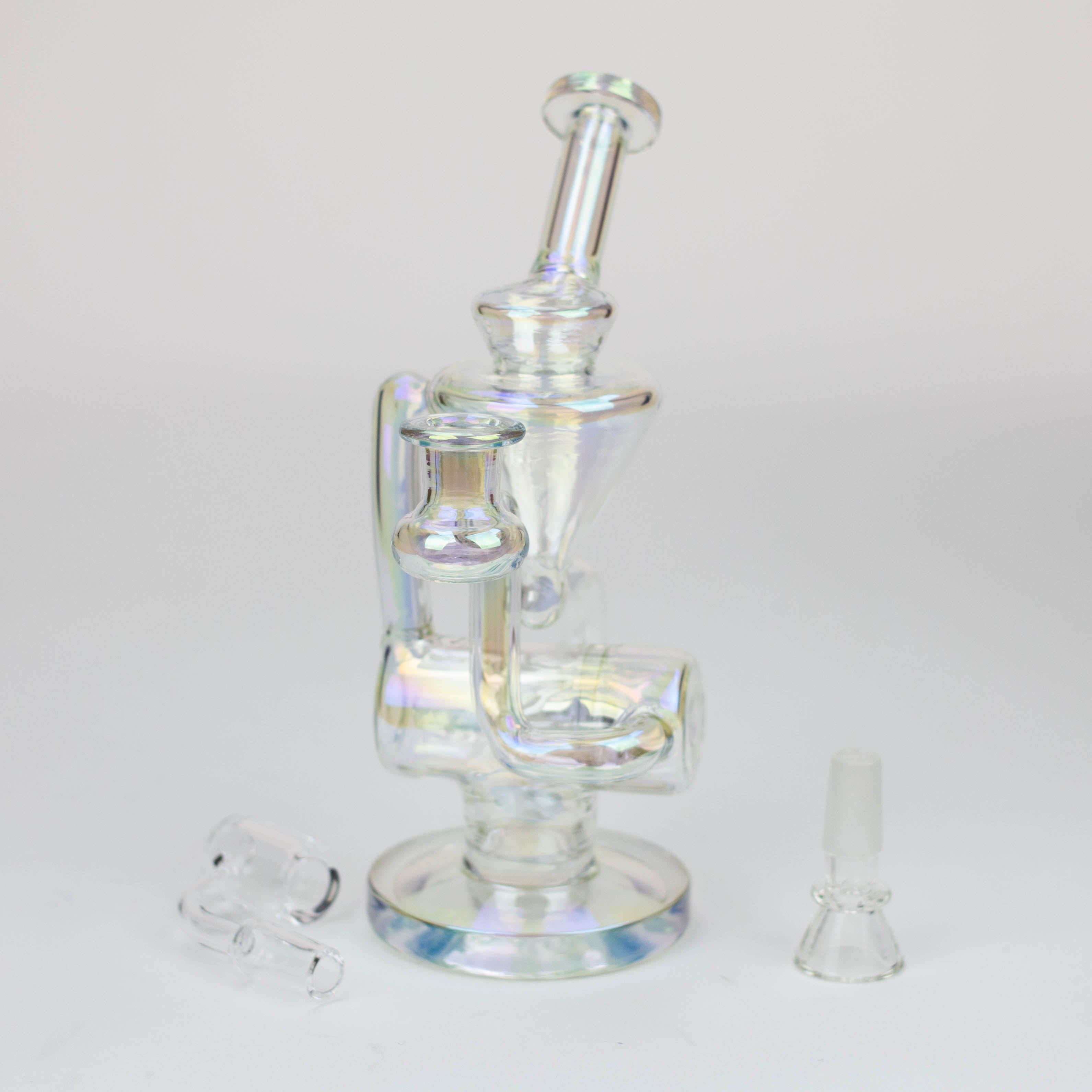 8" 2-in-1 electroplated glass recycler rig
