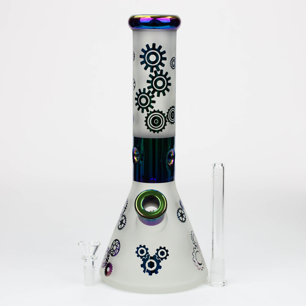 PHOENIX STAR-12.5"  Snadblast and electroplated 7 mm glass beaker bong