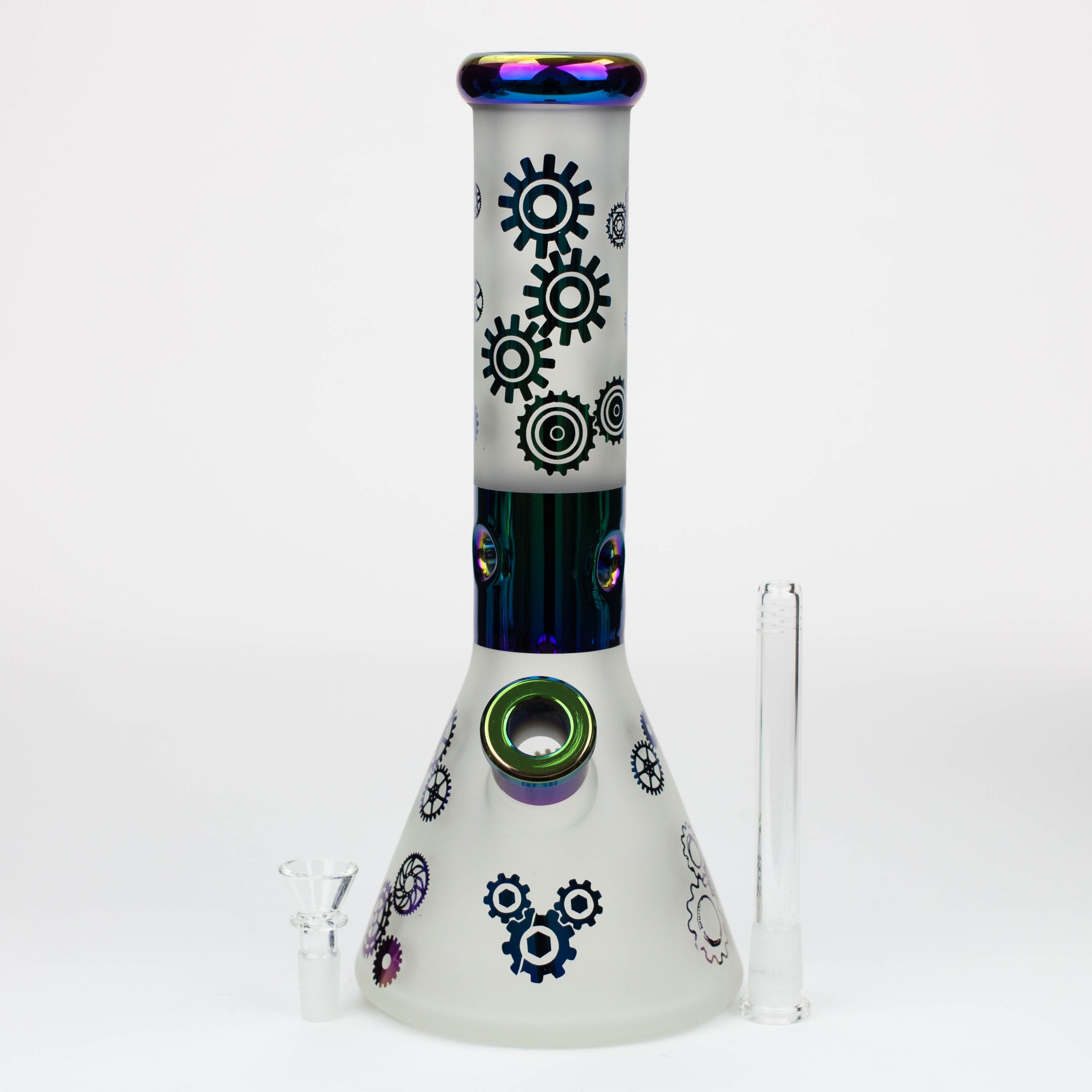 PHOENIX STAR-12.5"  Snadblast and electroplated 7 mm glass beaker bong