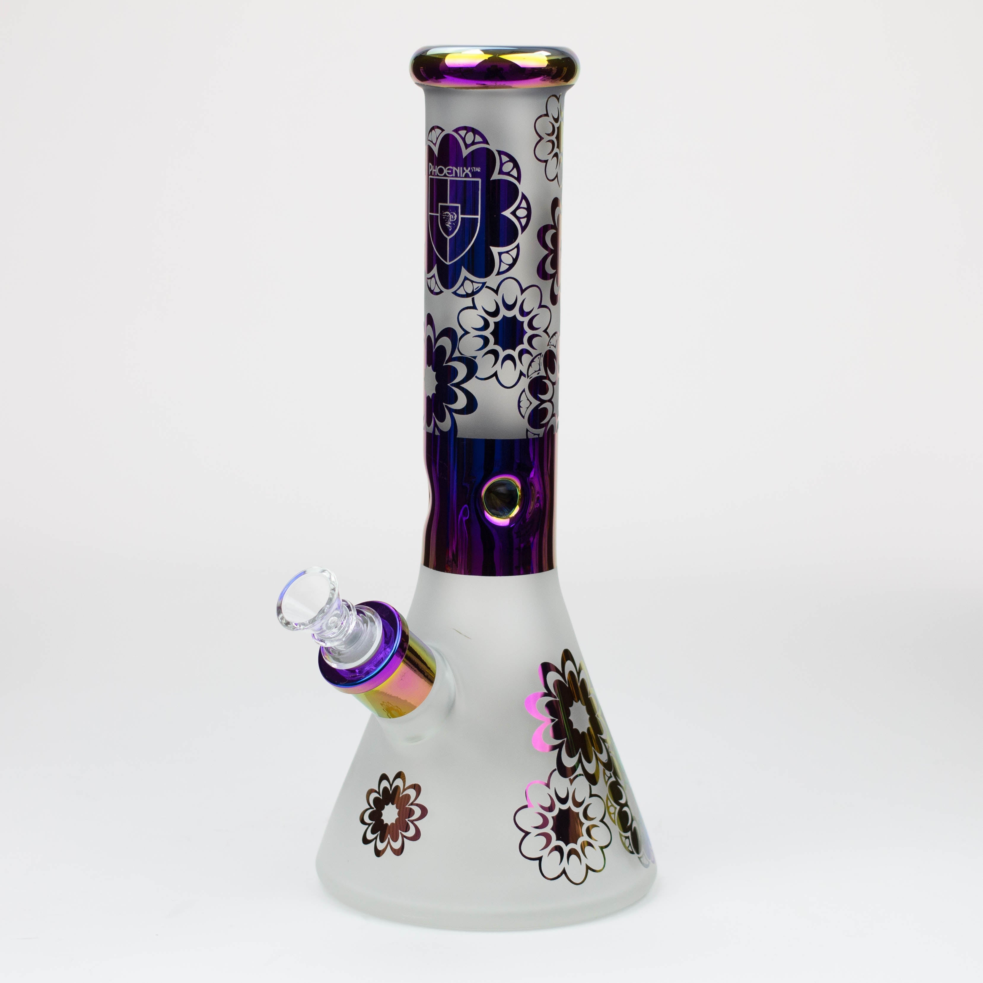 PHOENIX STAR-12.5"  Snadblast and electroplated 7 mm glass beaker bong