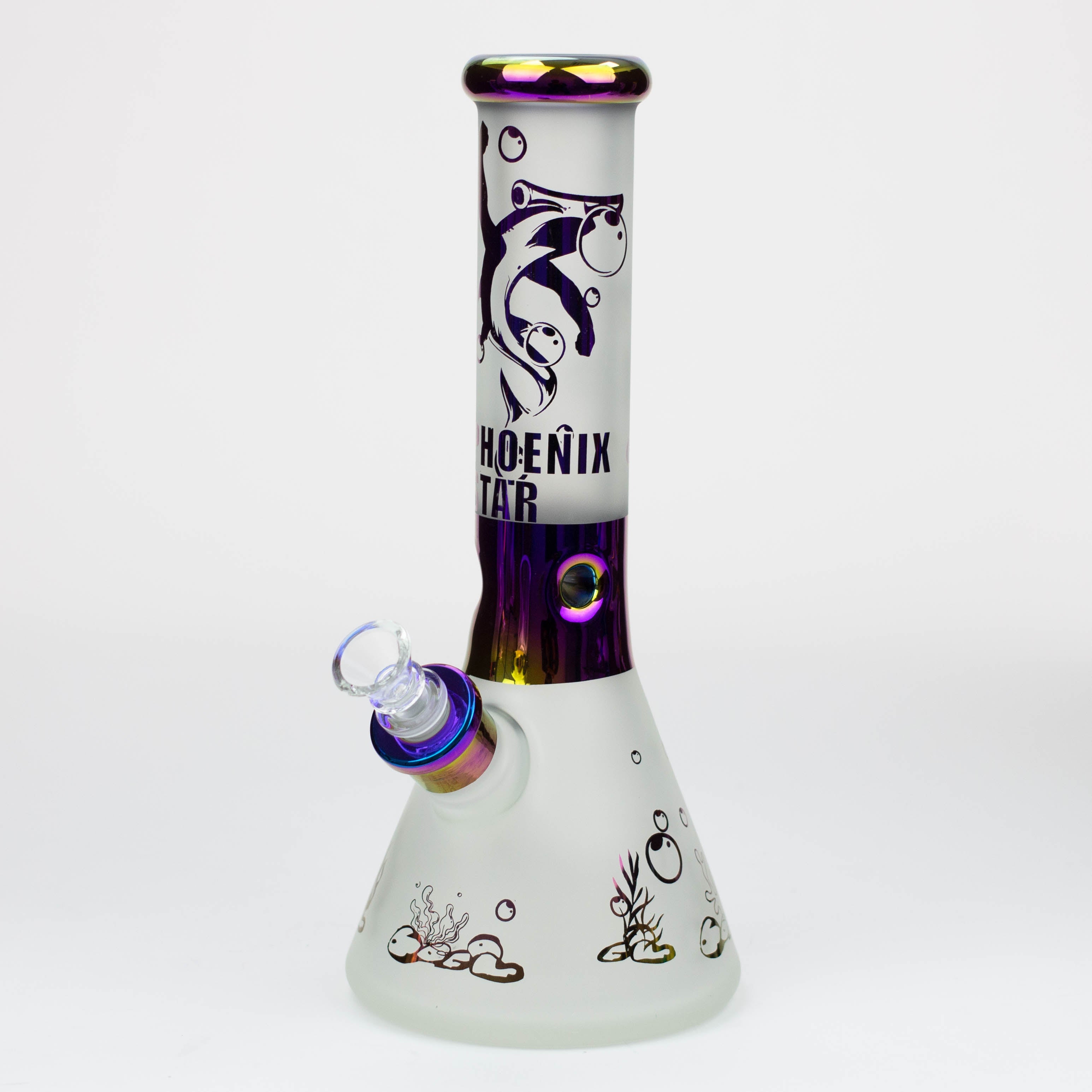 PHOENIX STAR-12.5"  Snadblast and electroplated 7 mm glass beaker bong