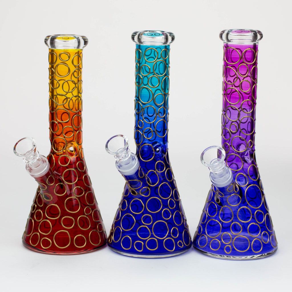 10" 3D Texture color dots beaker glass bong [HD20]