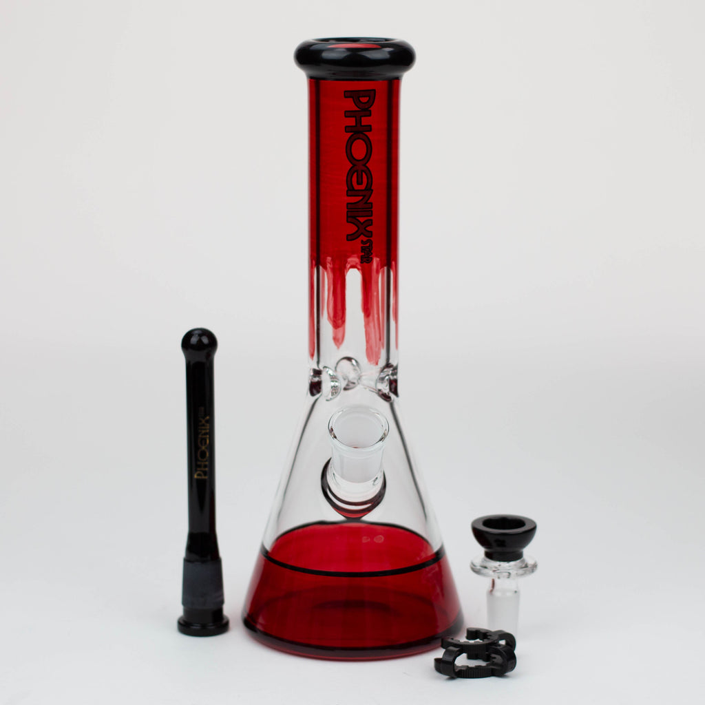 PHOENIX STAR -10" glass water bong with clip [PHX125]