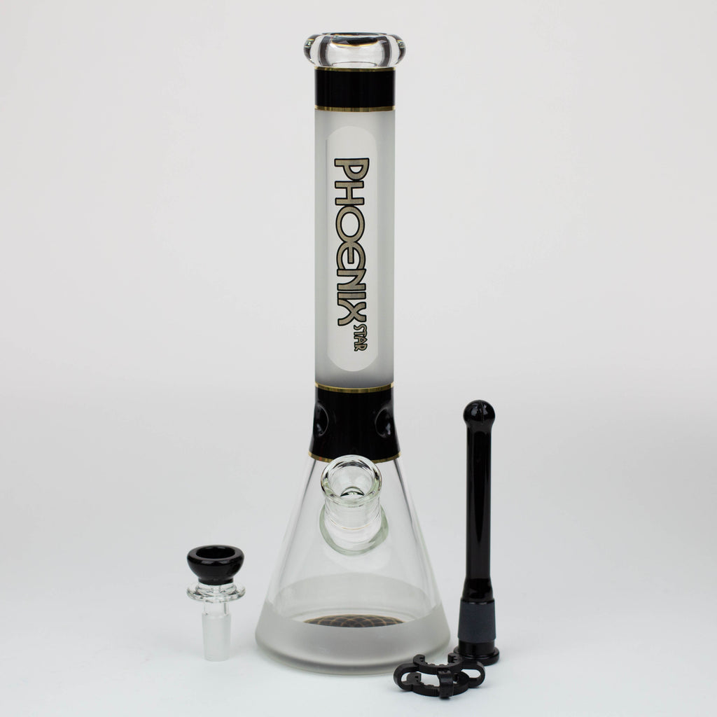 PHOENIX STAR -13" Sandblasted glass water bong with clip [PHX03]
