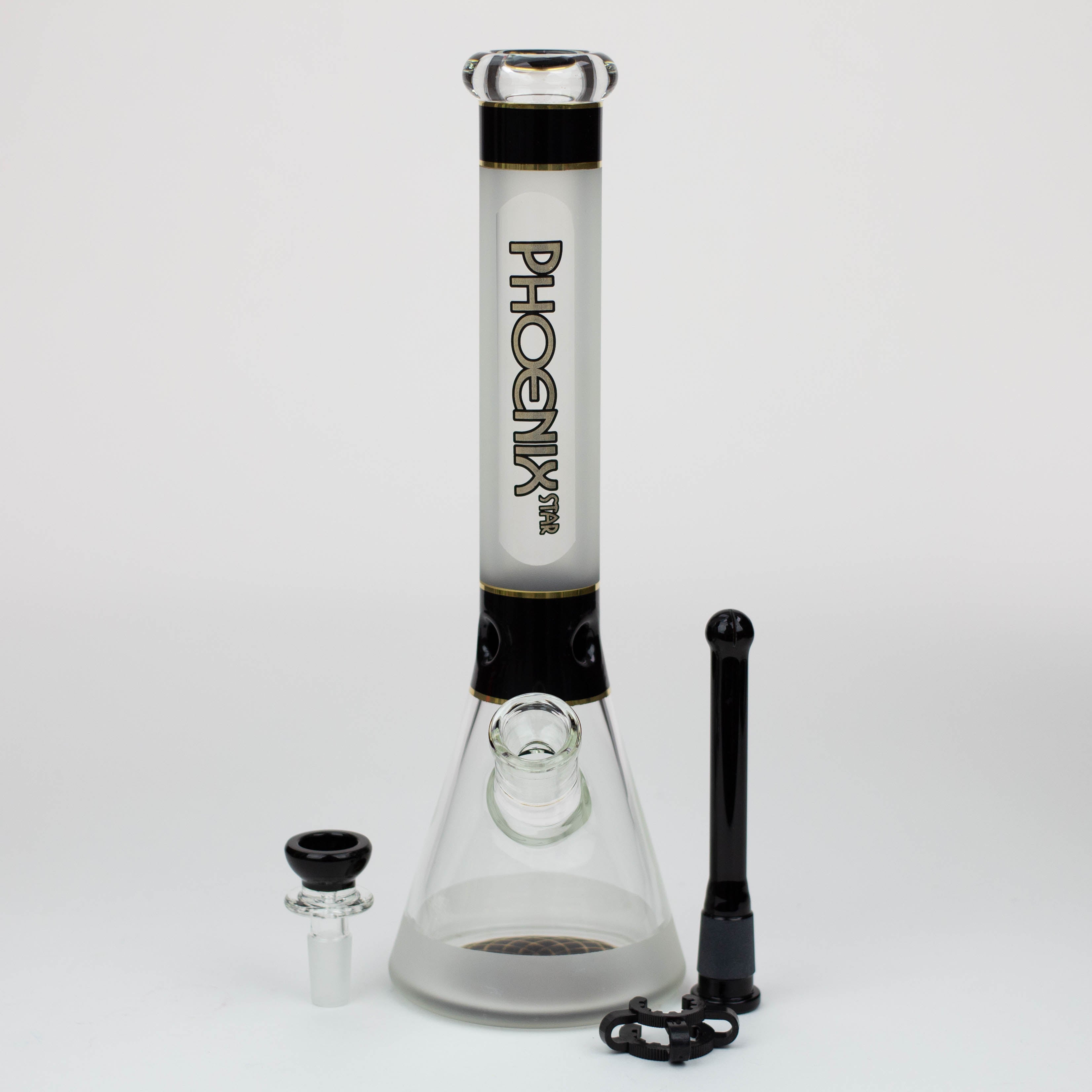 PHOENIX STAR -13" Sandblasted glass water bong with clip [PHX03]