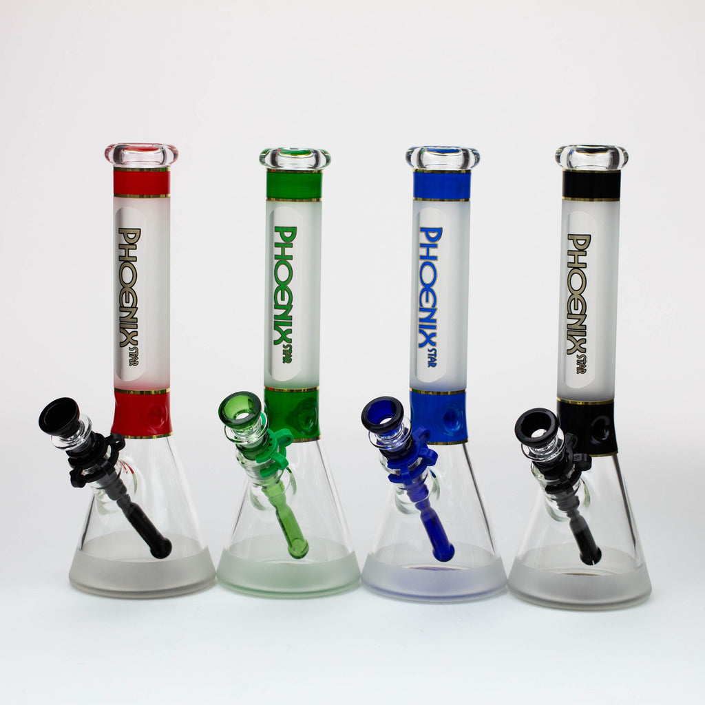 PHOENIX STAR -13" Sandblasted glass water bong with clip [PHX03]