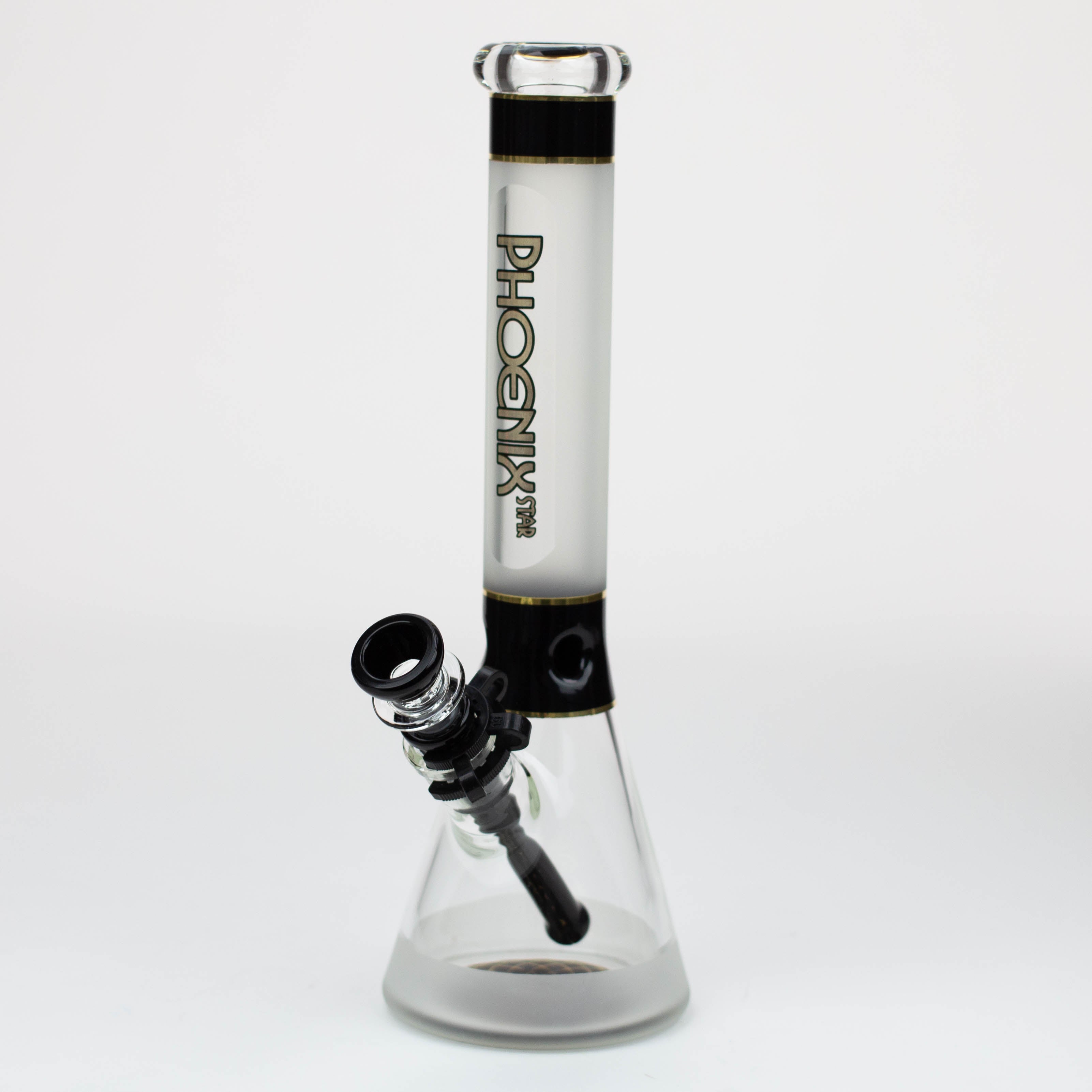 PHOENIX STAR -13" Sandblasted glass water bong with clip [PHX03]