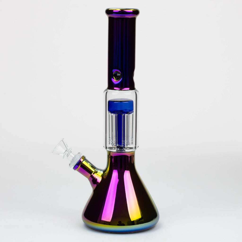 12" Electroplate glass water bong with 6 arms percolator [PHX111]