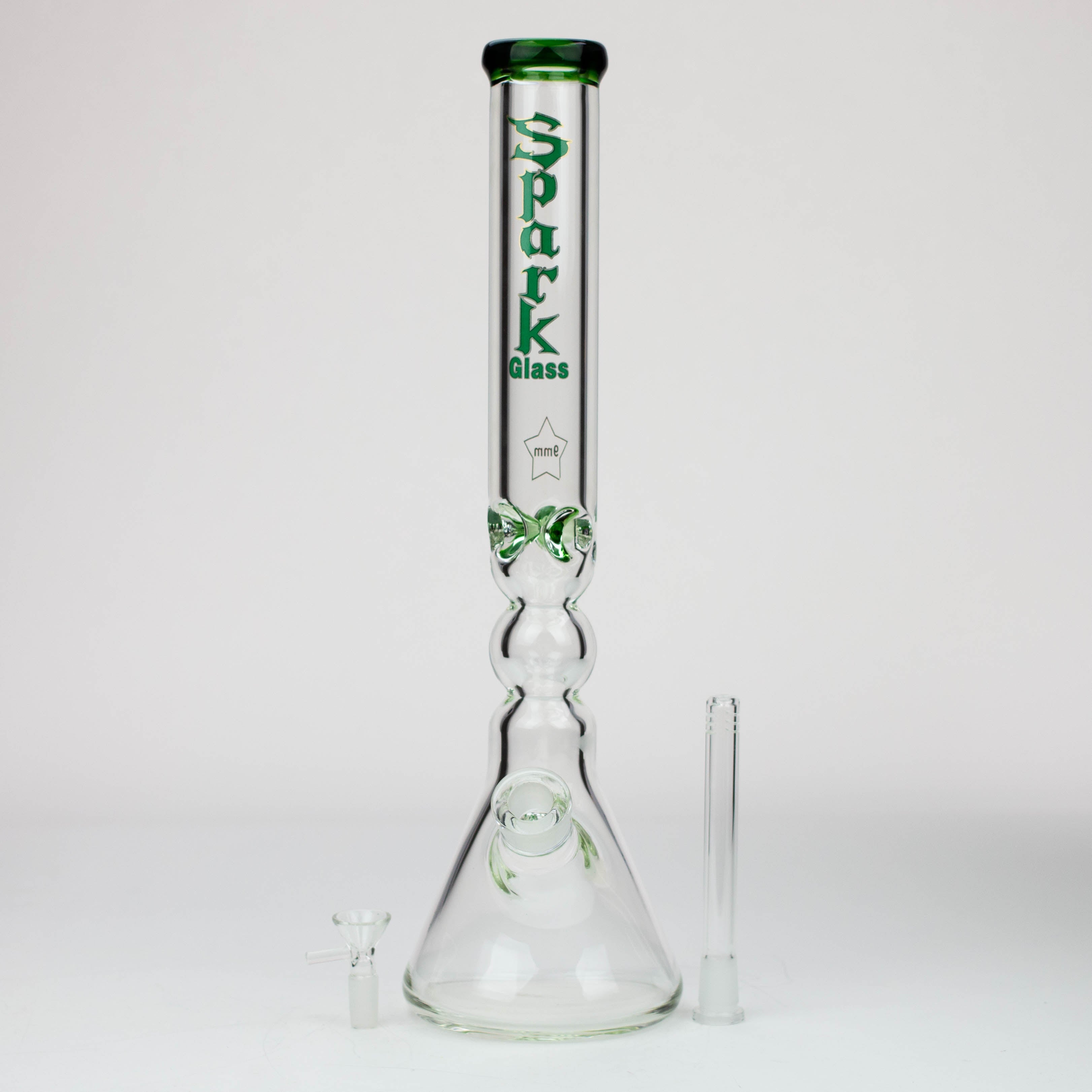 17.5" Spark 9 mm curbed tube glass water bong