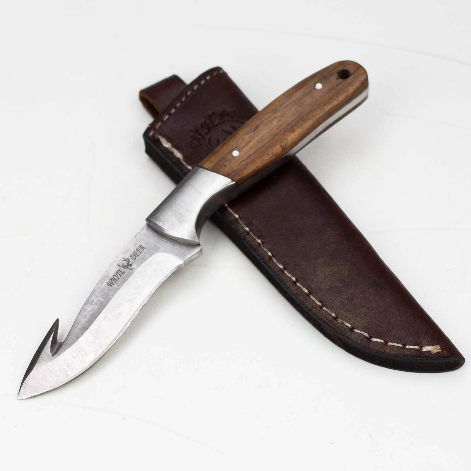 White Deer Skinner Knife Wood Grip Drop  Point  [WD9407]