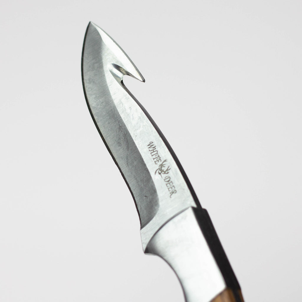 White Deer Skinner Knife Wood Grip Drop  Point  [WD9407]
