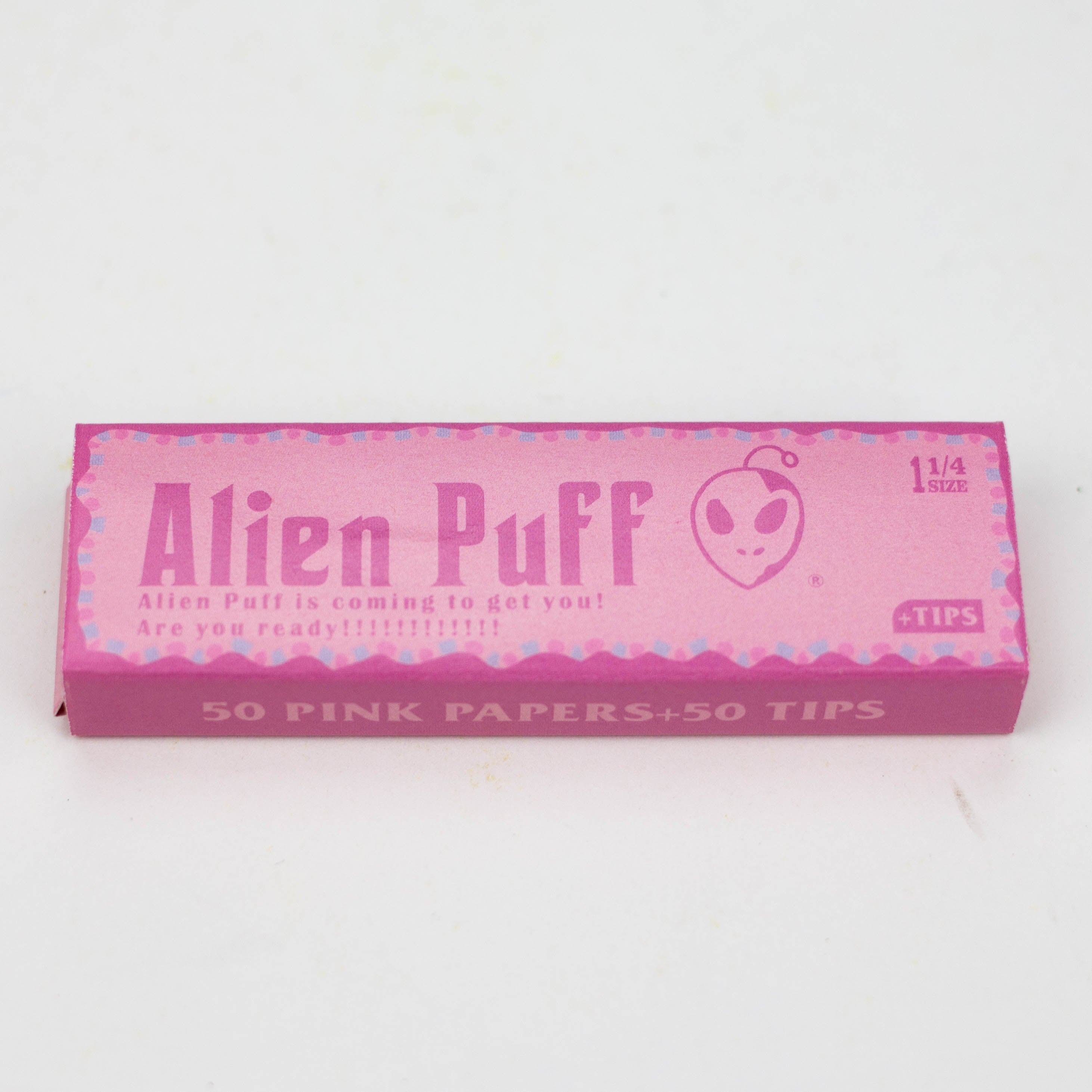 Alien Puff Pink – 1 1/4 size 100% Natural Organic Gum – Rolling paper with Filter Tips [HP2205]