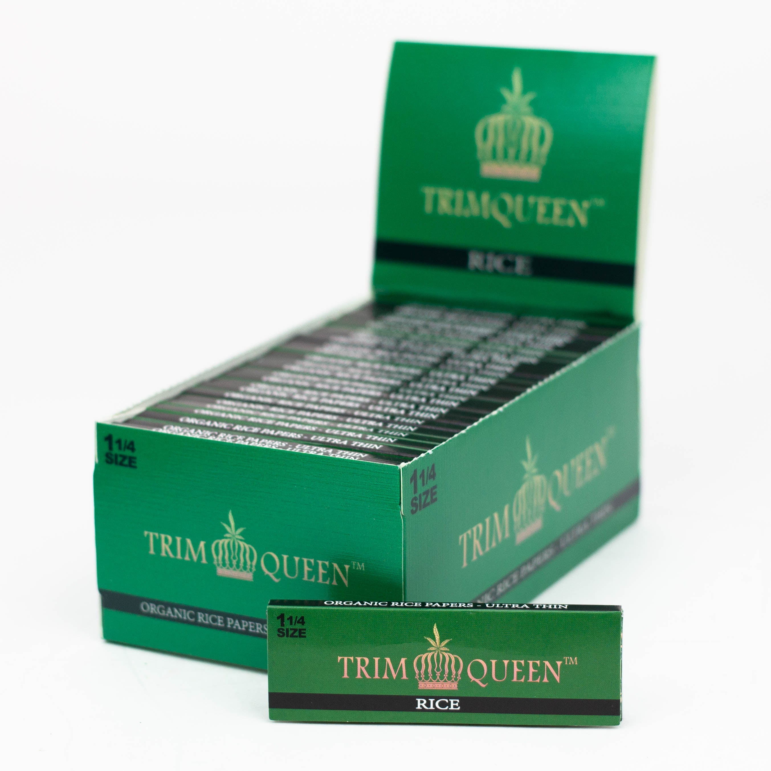 Trim Queen®️ Premium 1 1/4" Rolling Rice Papers DISPLAY CASE OF 50