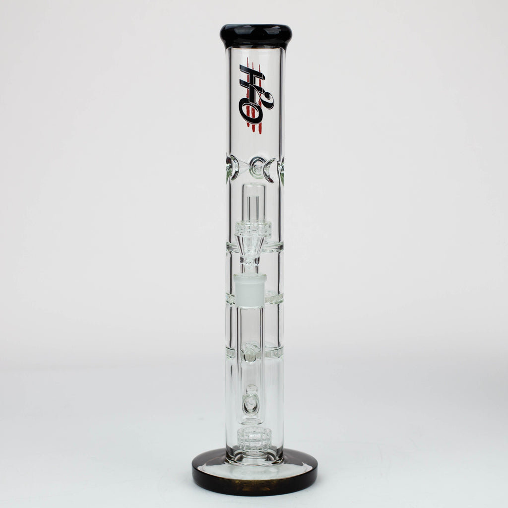 16" H2O Dual Honeycomb diffuser Glass water bong [H2O-27]
