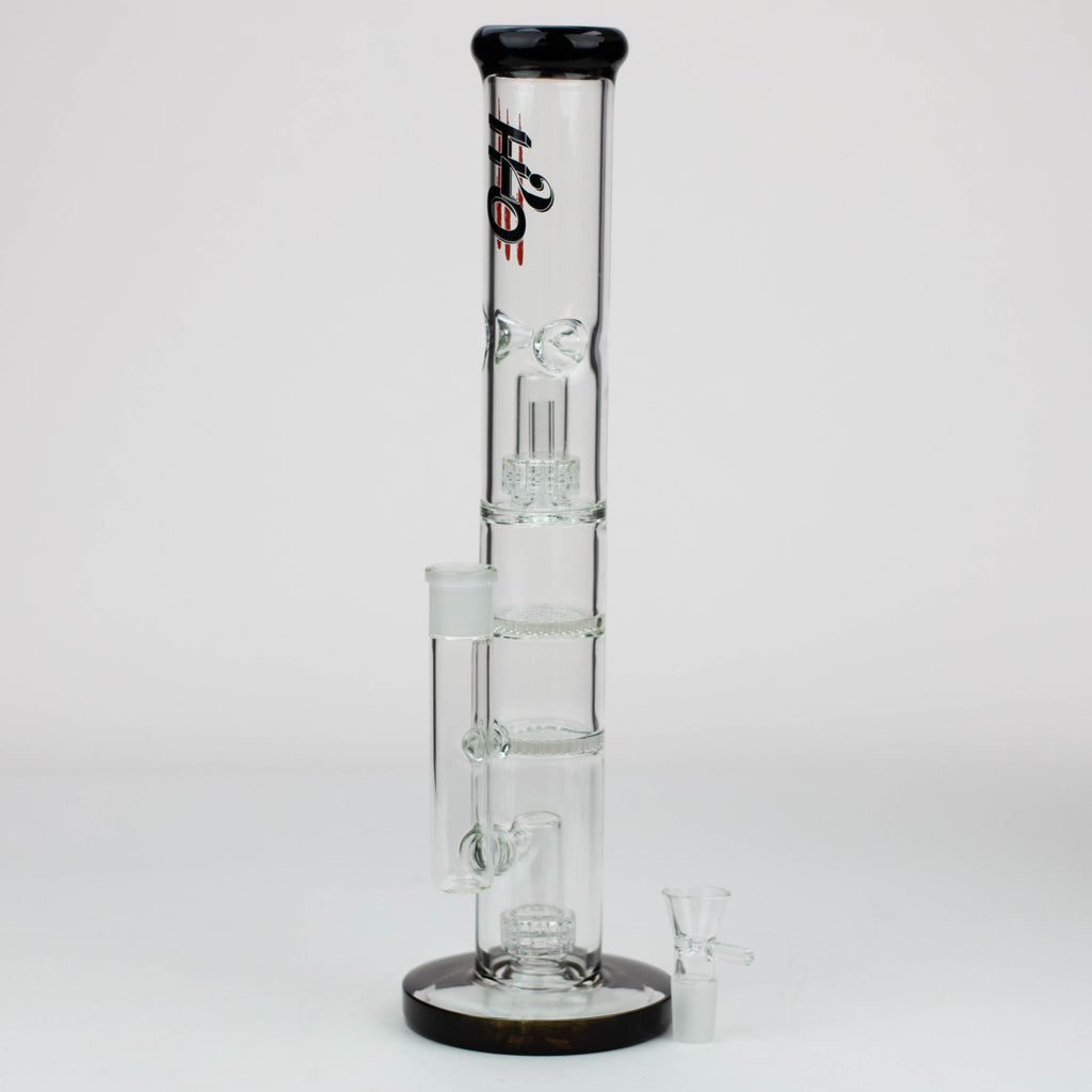 16" H2O Dual Honeycomb diffuser Glass water bong [H2O-27]