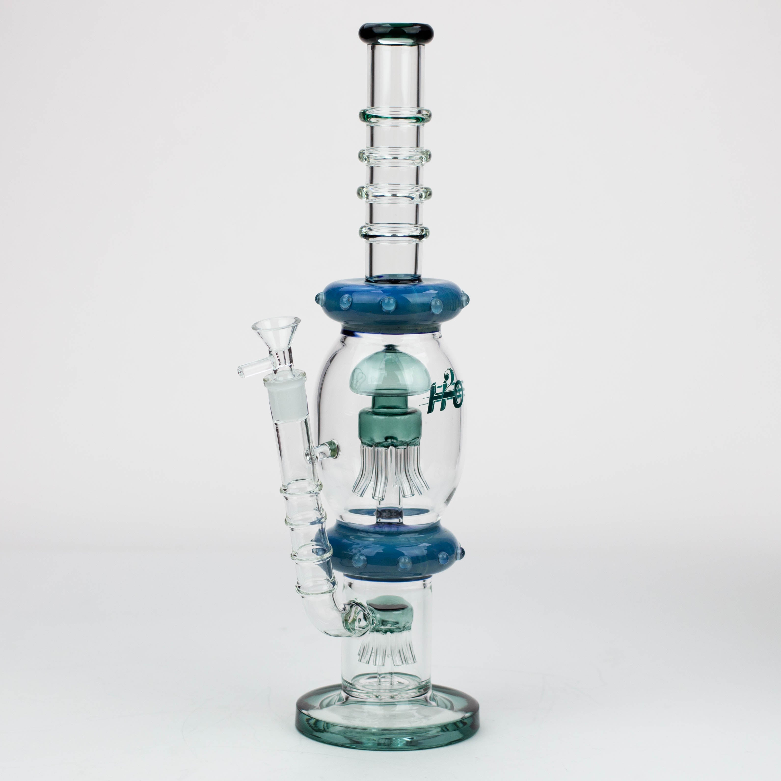16" H2O Gold fumed Jellyfish percolator glass water bong [H2O-21]
