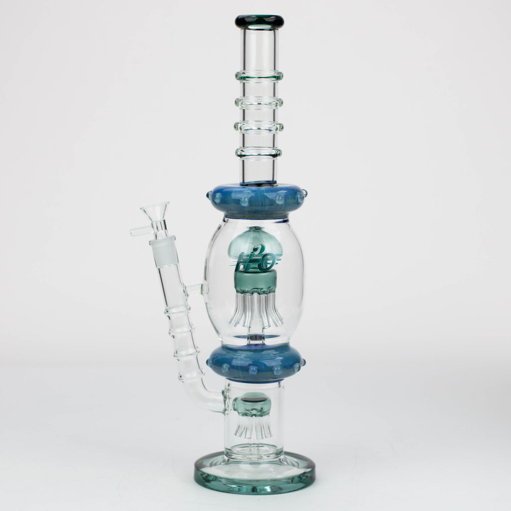 16" H2O Gold fumed Jellyfish percolator glass water bong [H2O-21]