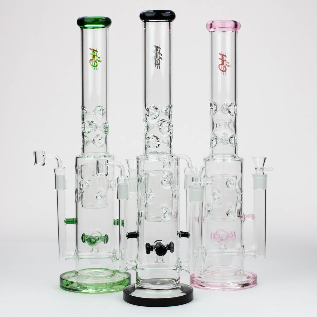 19" H2O 2-in-1 Double Joint glass water bong [H2O-22]