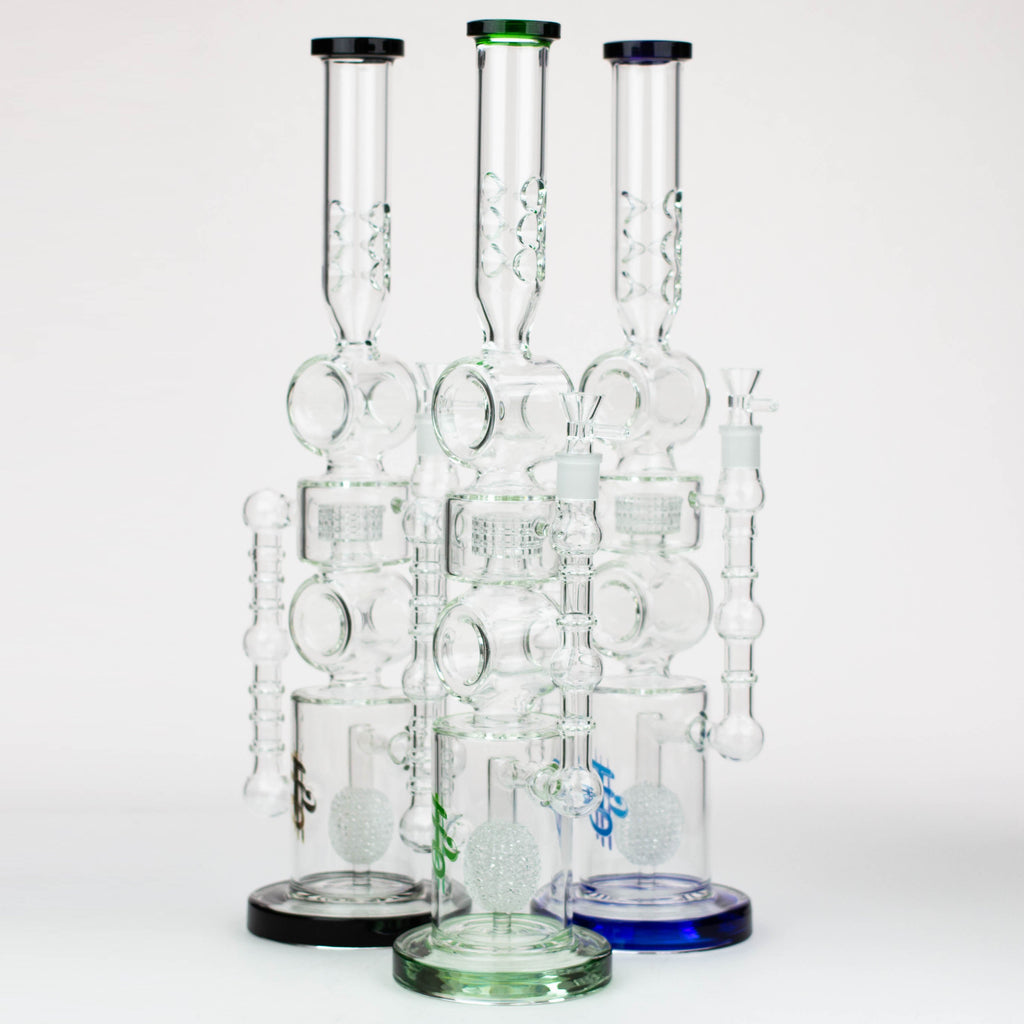 21" H2O Double ring glass water bong [H2O-24]