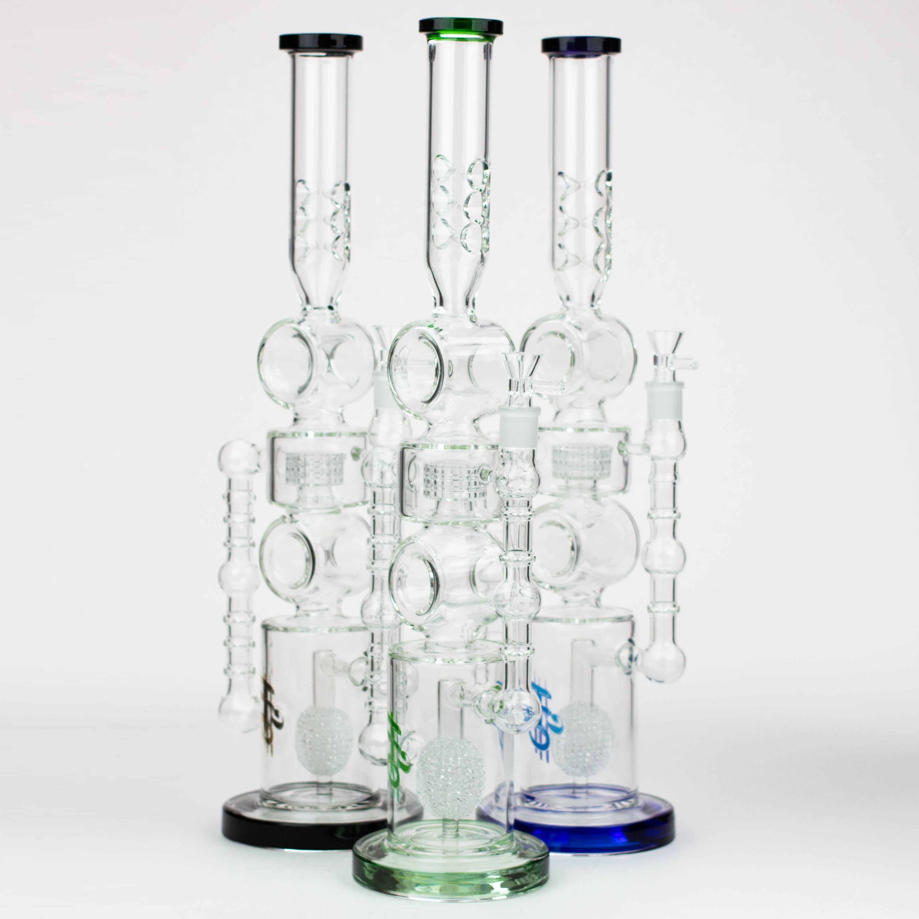 21" H2O Double ring glass water bong [H2O-24]
