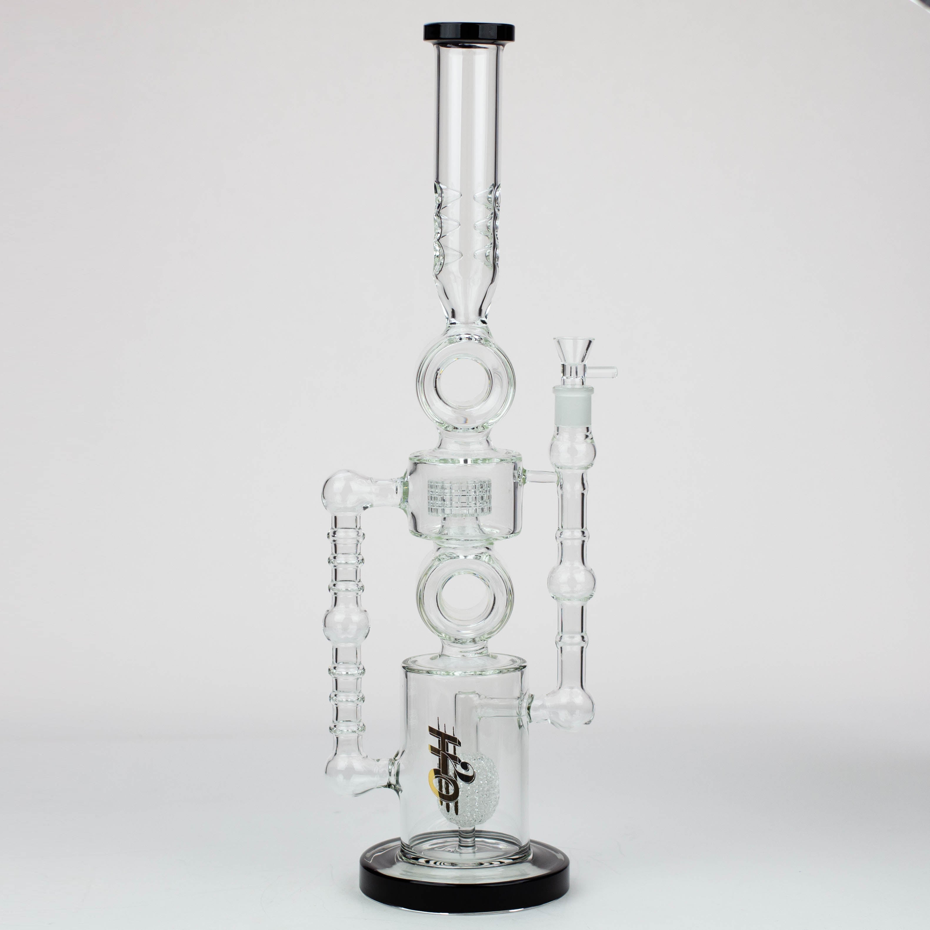 21" H2O Double ring glass water bong [H2O-24]