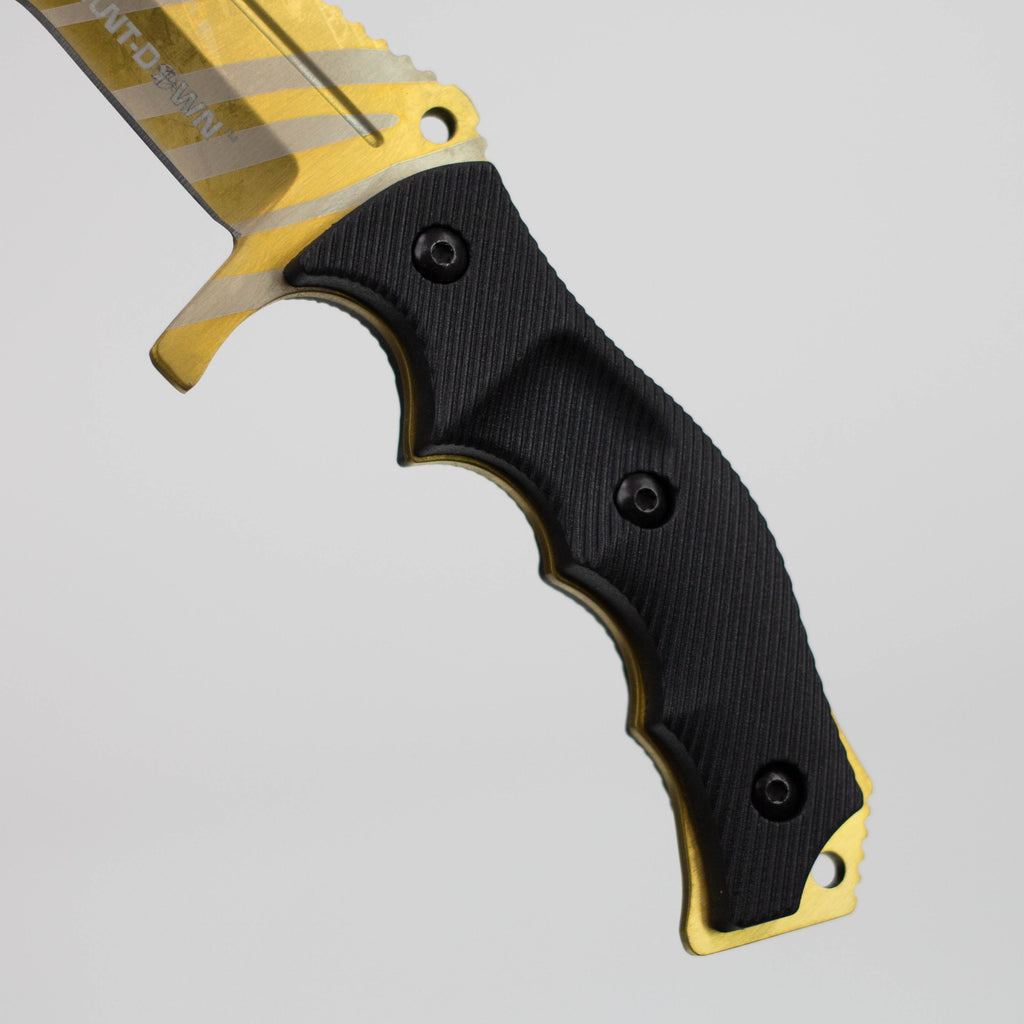 Hunt-Down  9.5" Hunting Knife Gold Color Full Tang Blade [9930]